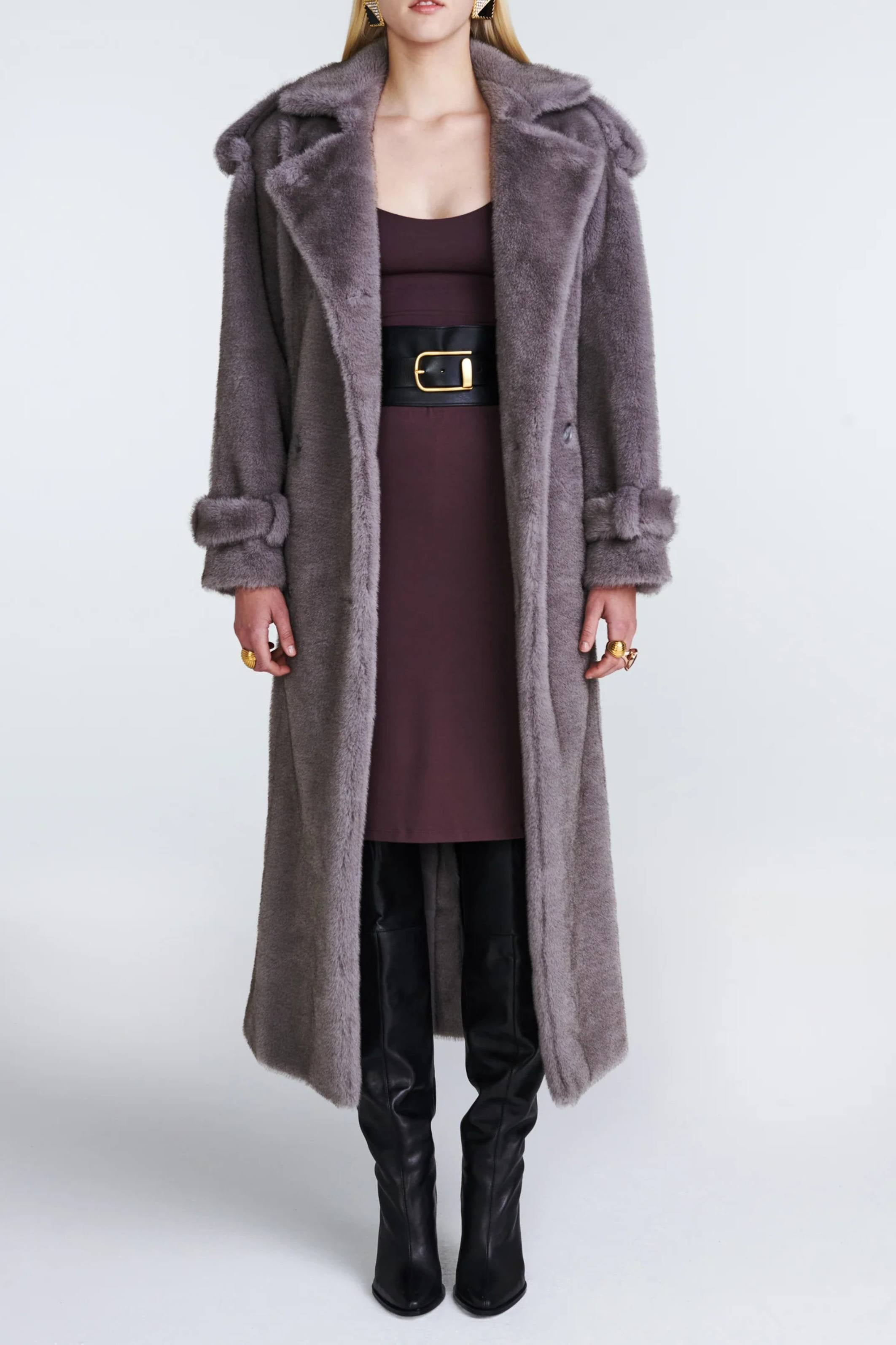 Thalia Fur Coat Slate grey