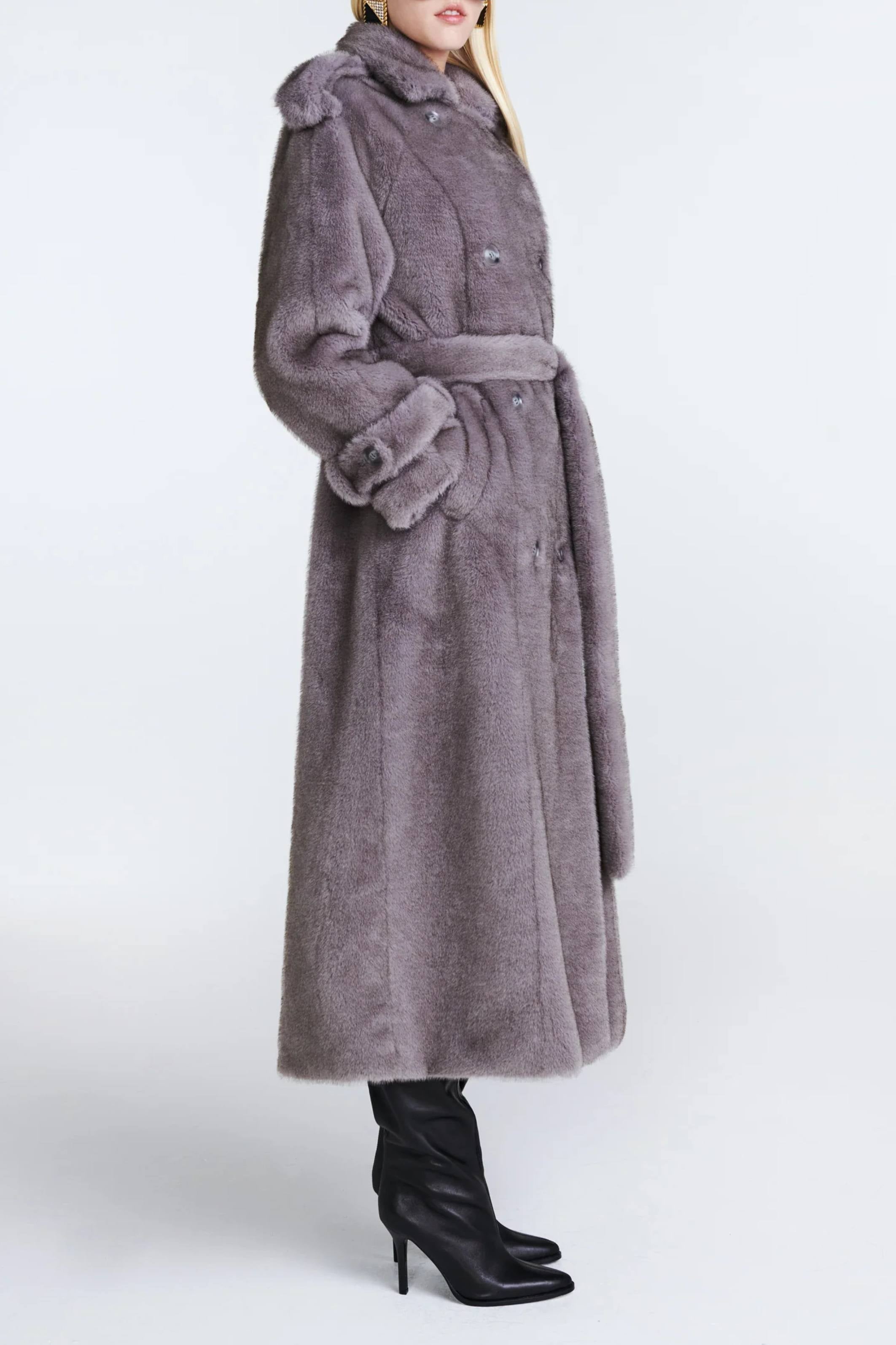 Thalia Fur Coat Slate grey