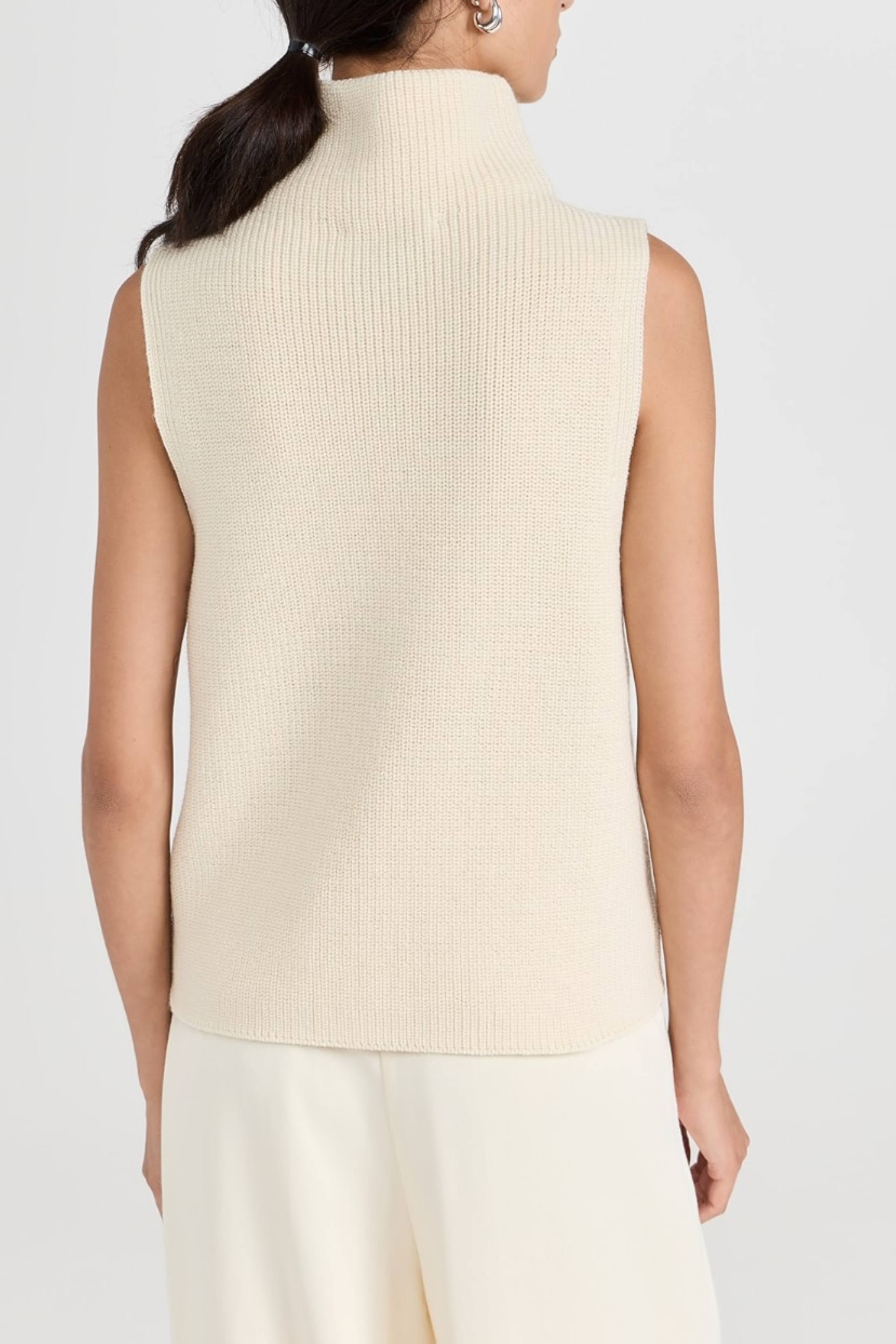 Sleeveless funnel neck sweater