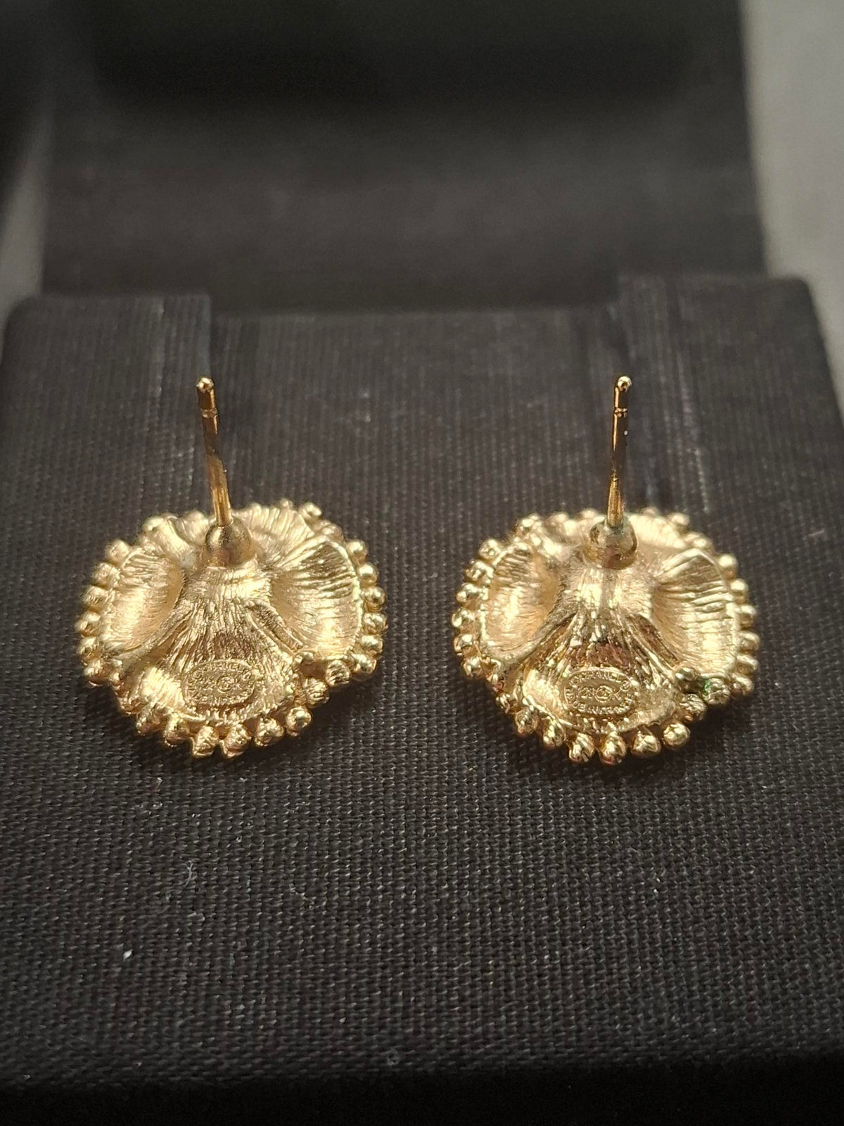 Chanel Classic CC Logo Camellia Pearl Earrings in Gold Metal