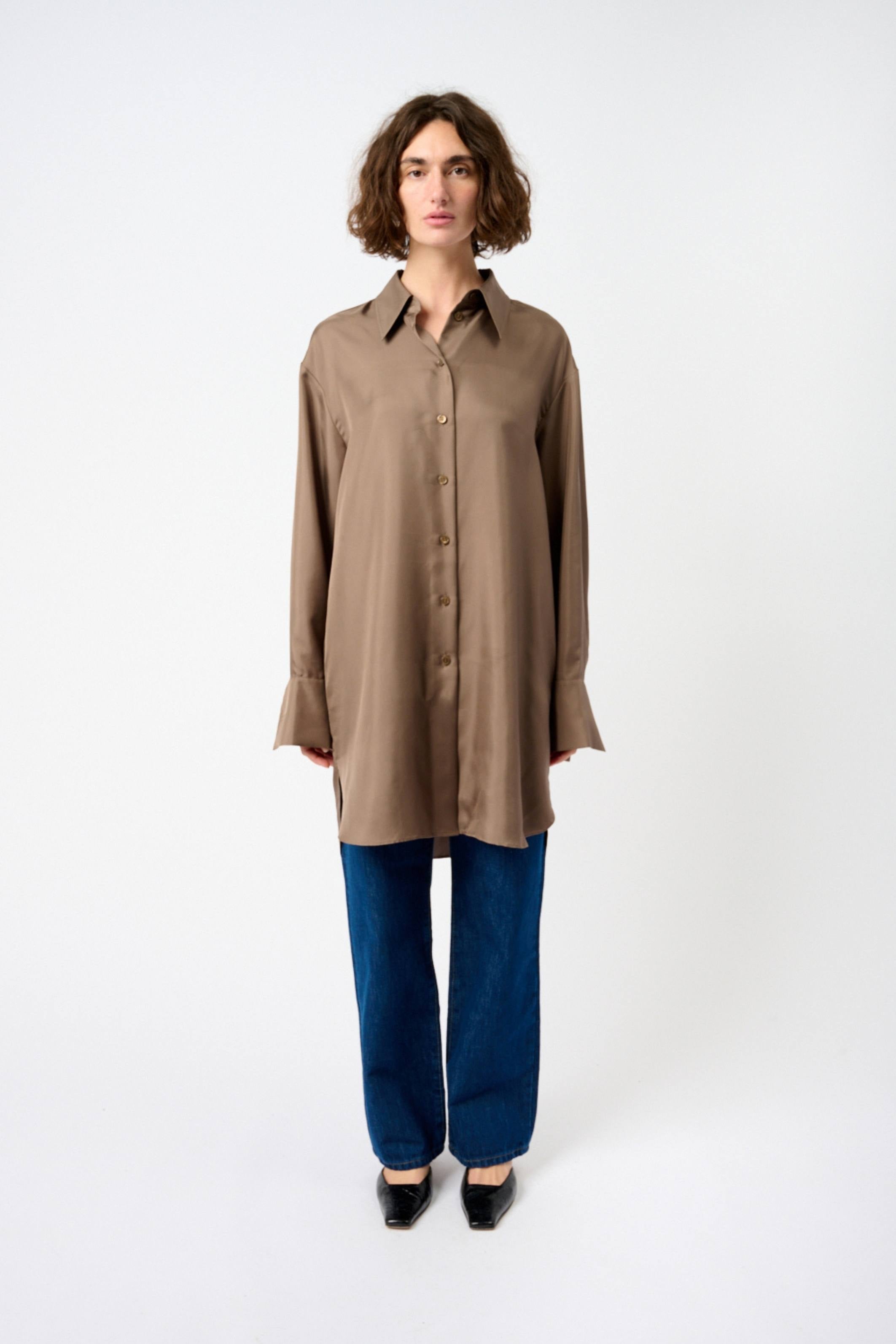 Signature Elongated Silk Shirt