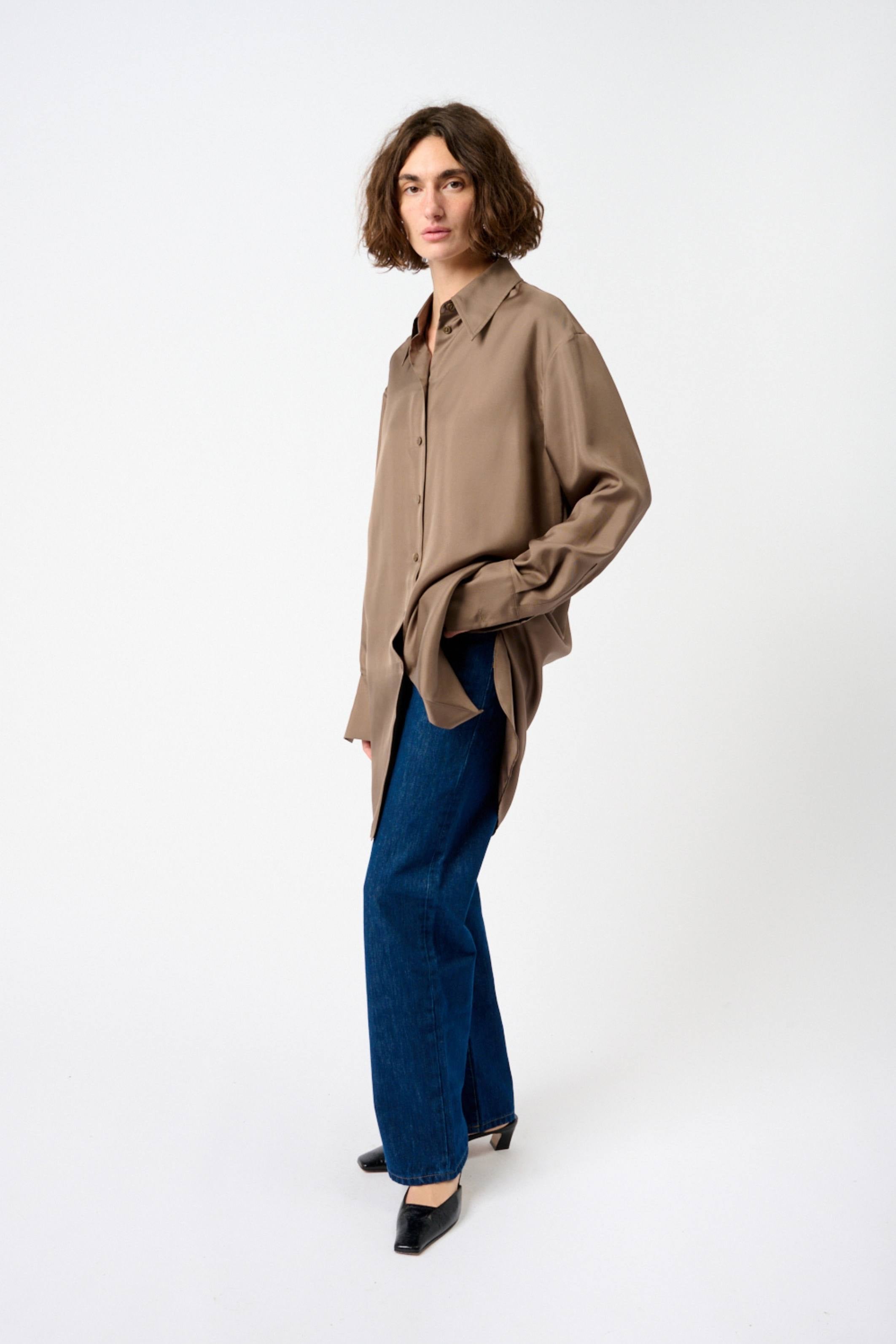 Signature Elongated Silk Shirt
