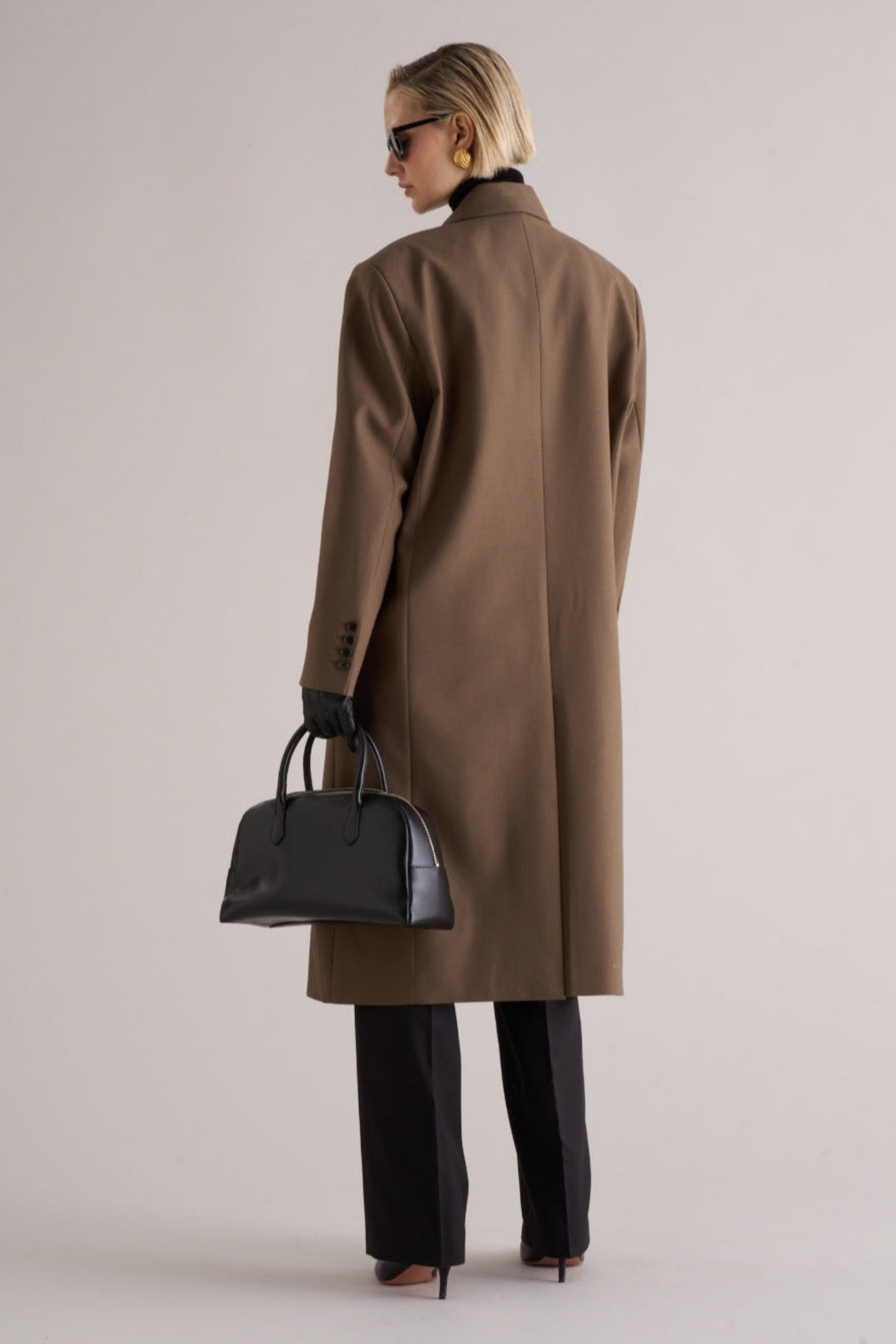 Marcela Long Wool Blend Overcoat Brown - Bessette