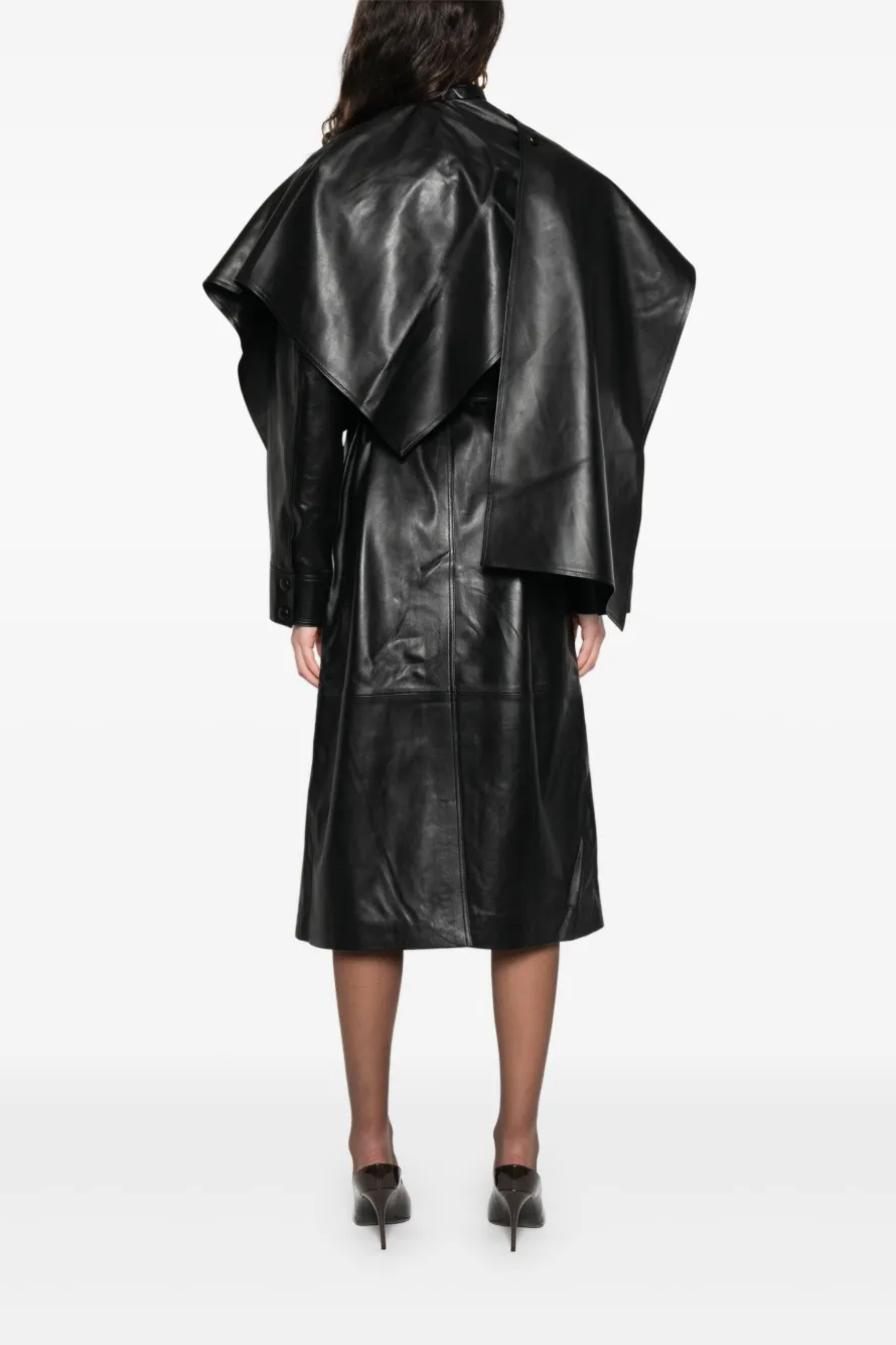 Nina Leather Coat Black