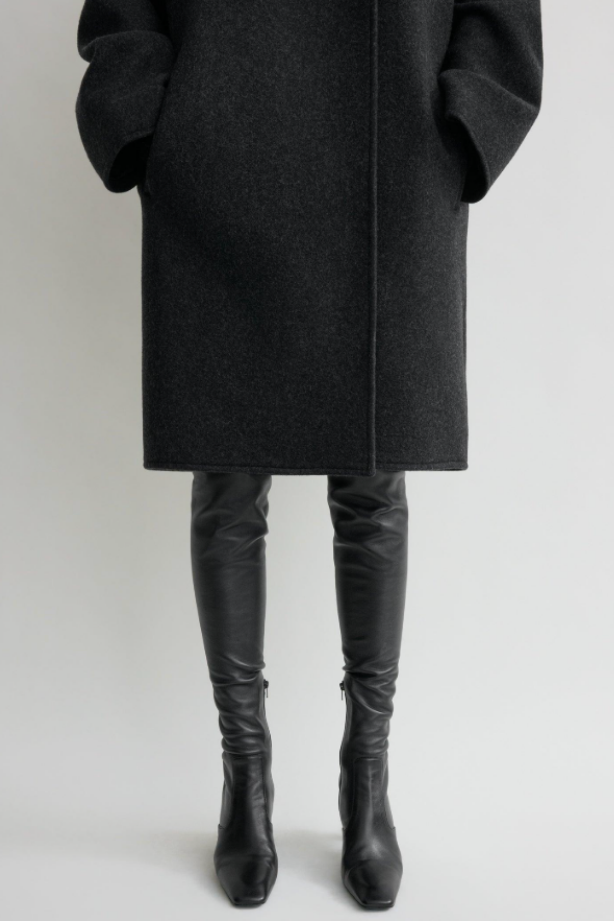 Collarless Felt Coat