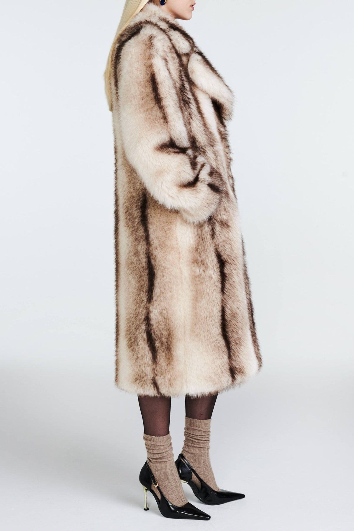 Celia fur jacket Taupe Striped