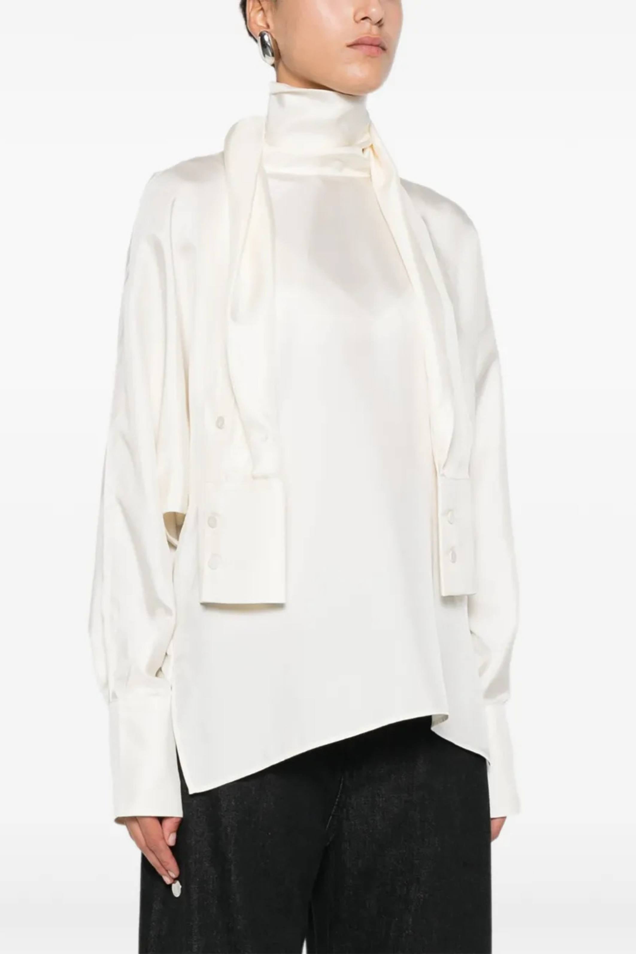 Róhe Silk Foulard Top Cream
