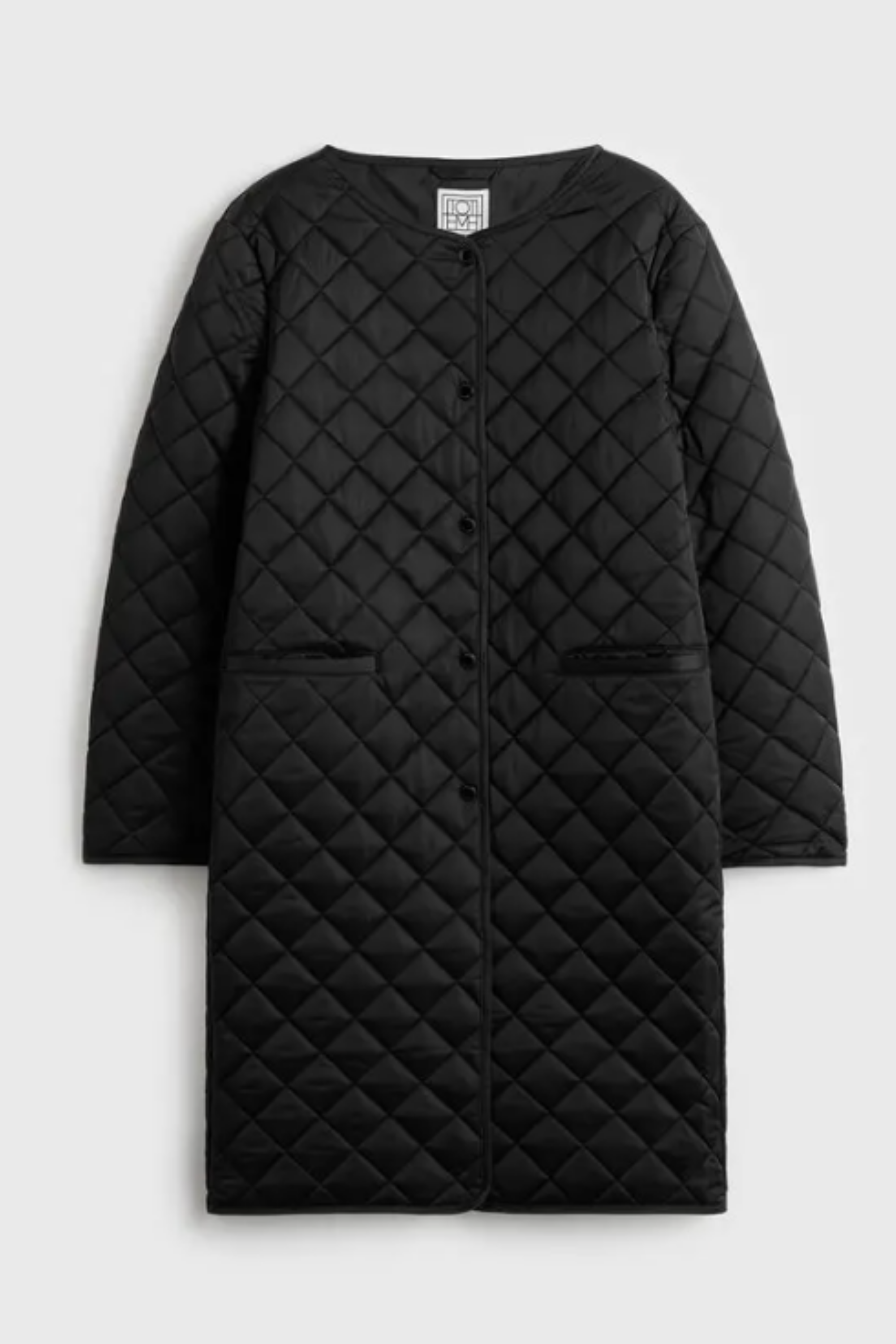 Quilted Collarless Coat
