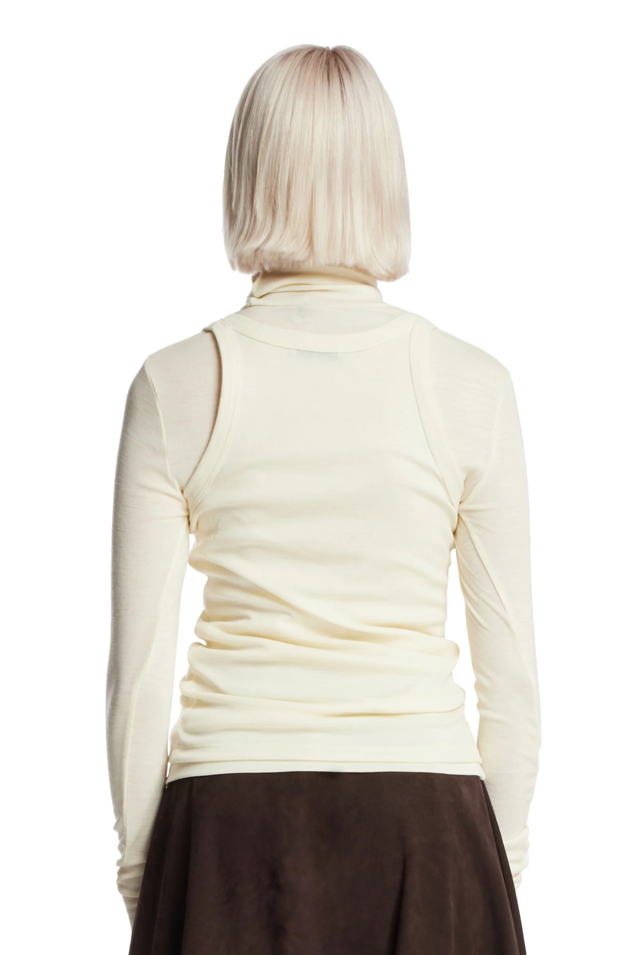 Double-Layer Off-white Wool Top - Bessette