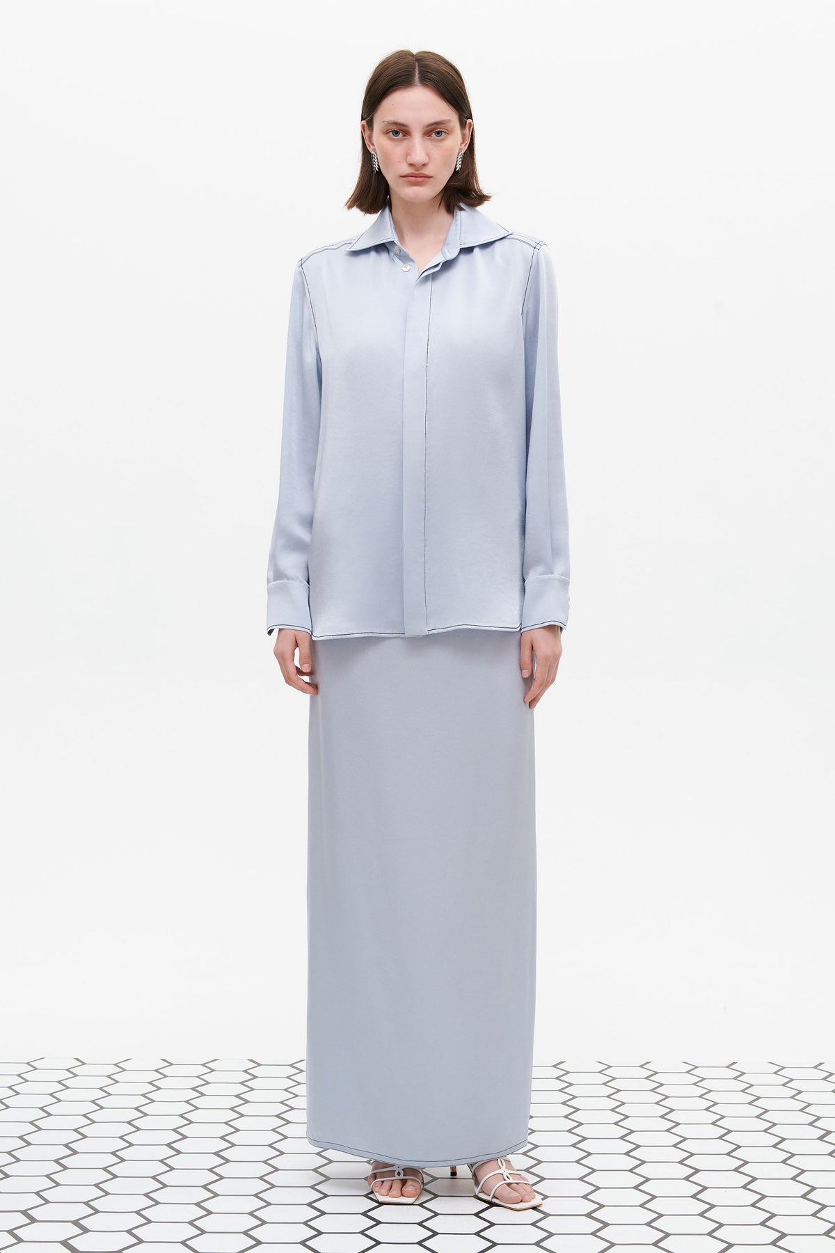 OFFICE BLOUSE (ice blue) - Bessette