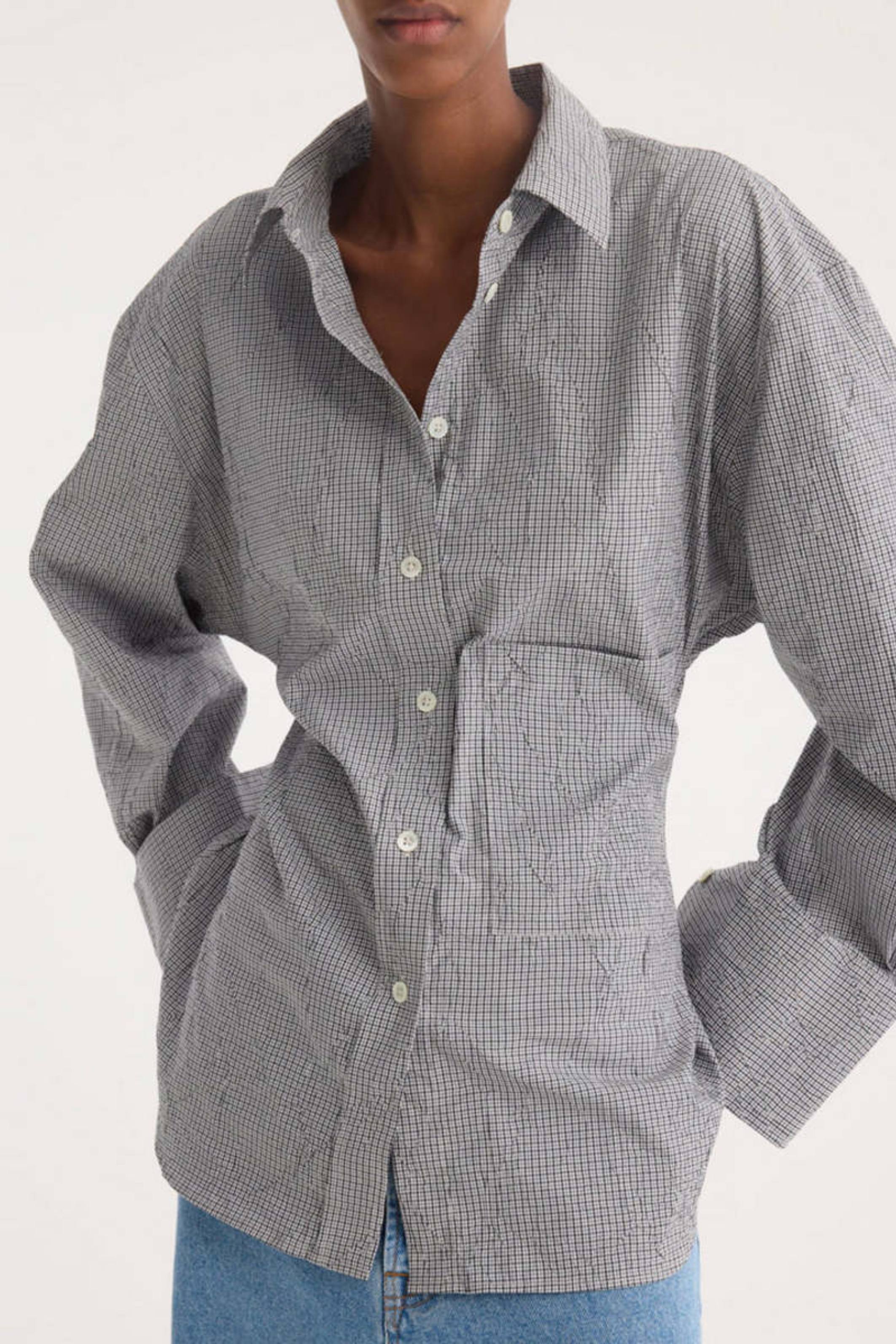 Crushed checked shaped shirt