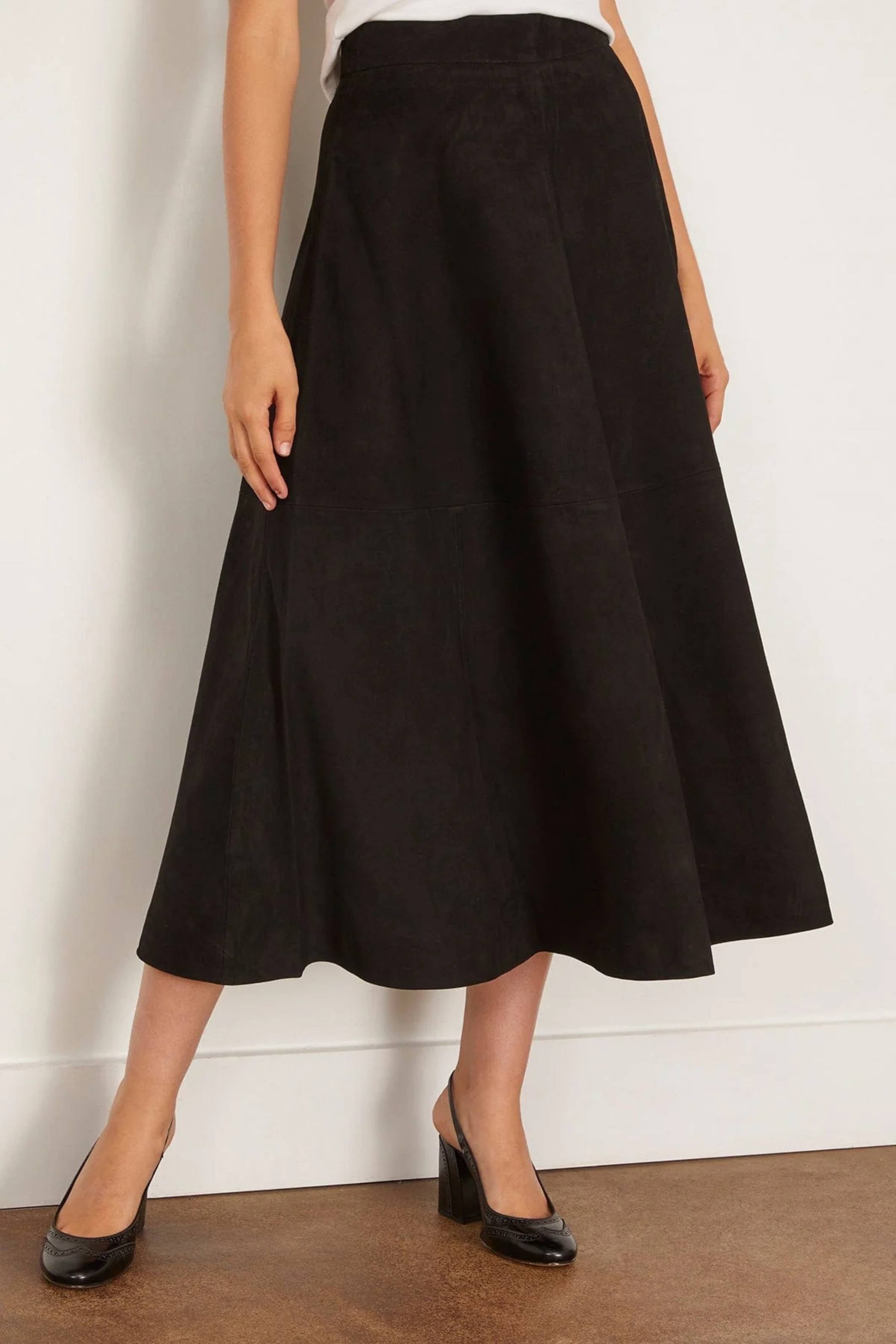 A-line suede skirt