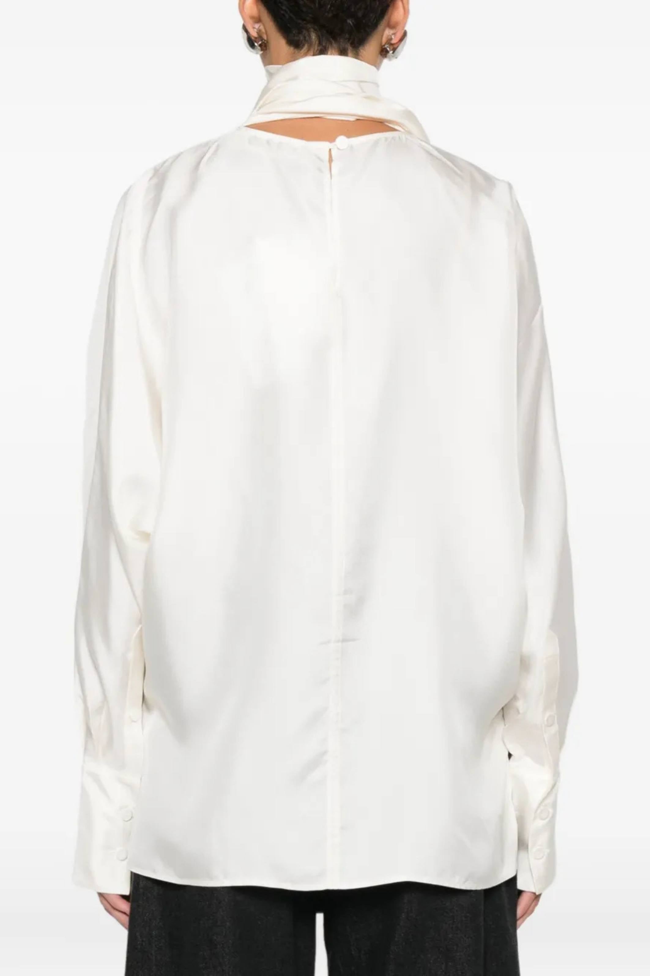 Róhe Silk Foulard Top Cream