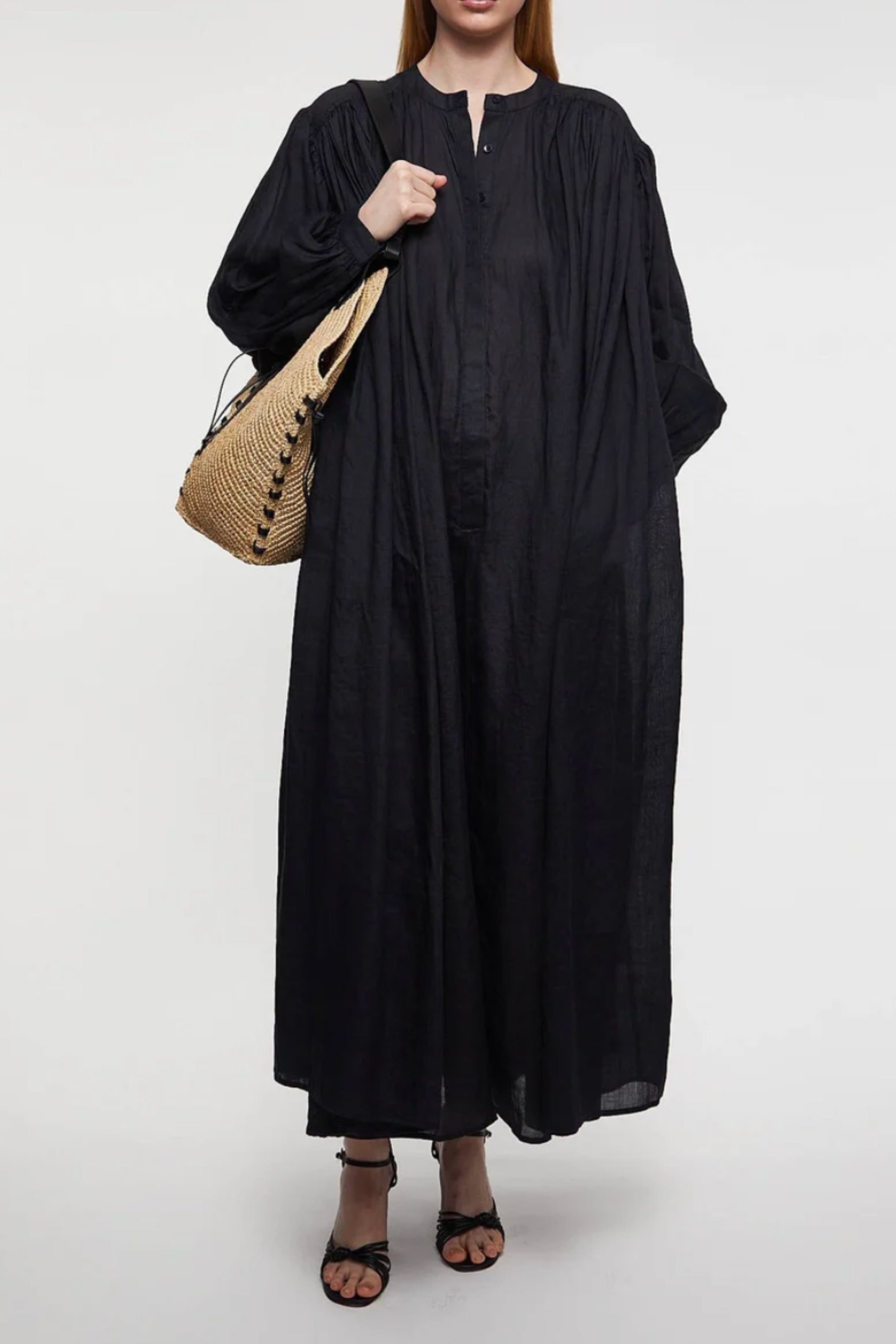 Oversized ramie maxi dress