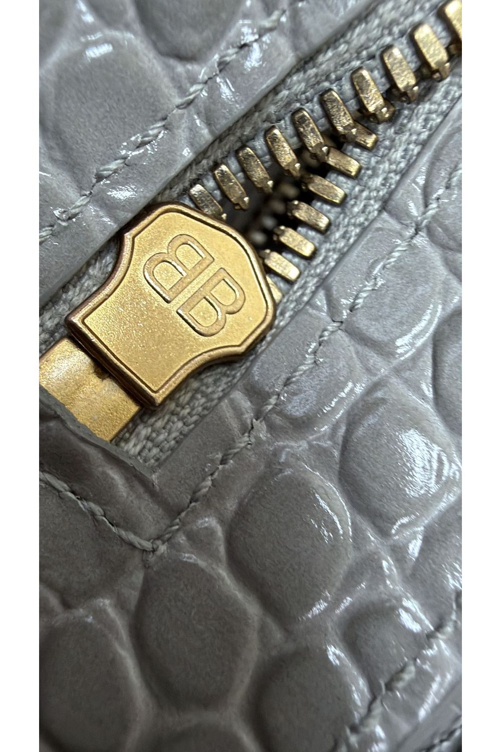 Balenciaga Mini Neo Classic City Croc-Embossed Handbag in Grey Leather