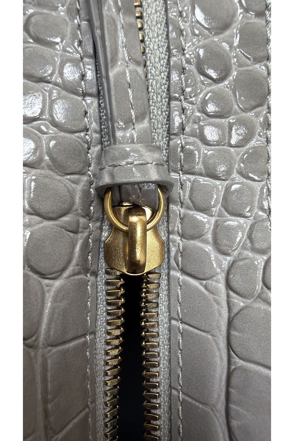  Balenciaga Mini Neo Classic City Croc-Embossed Handbag in Grey Leather