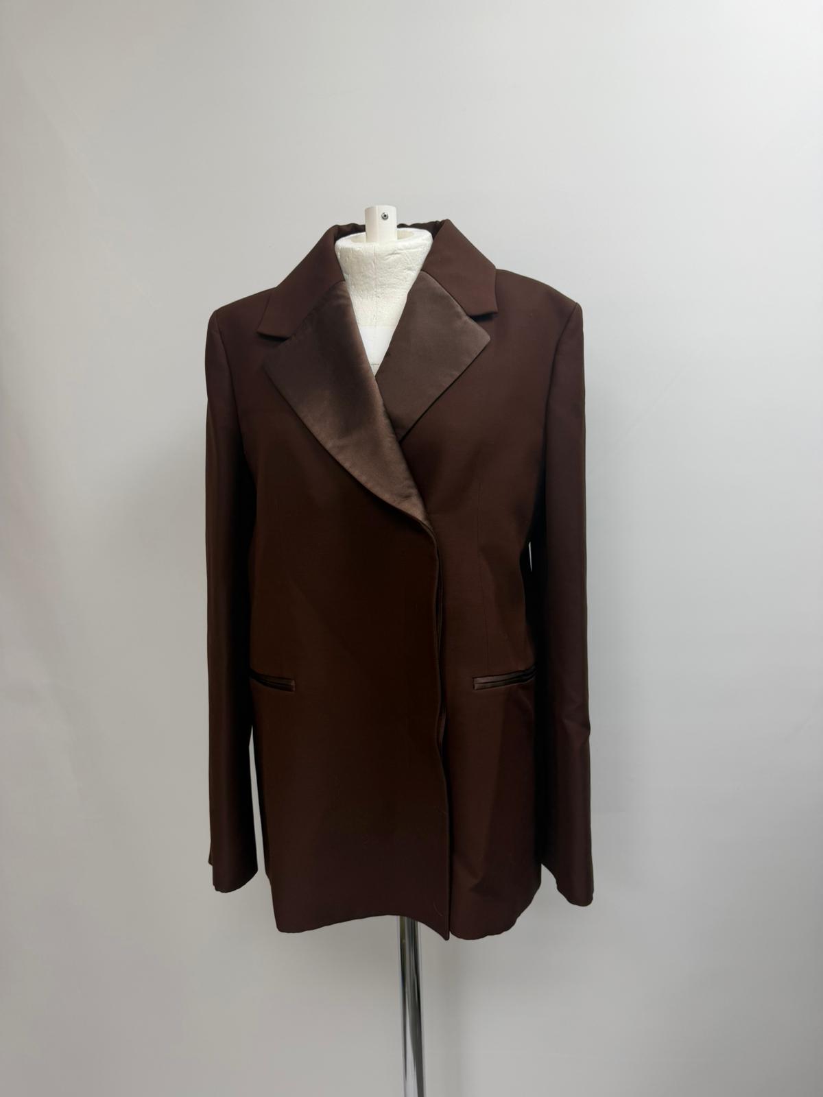 Khaite Oversized Johnson Blazer in Brown Viscose