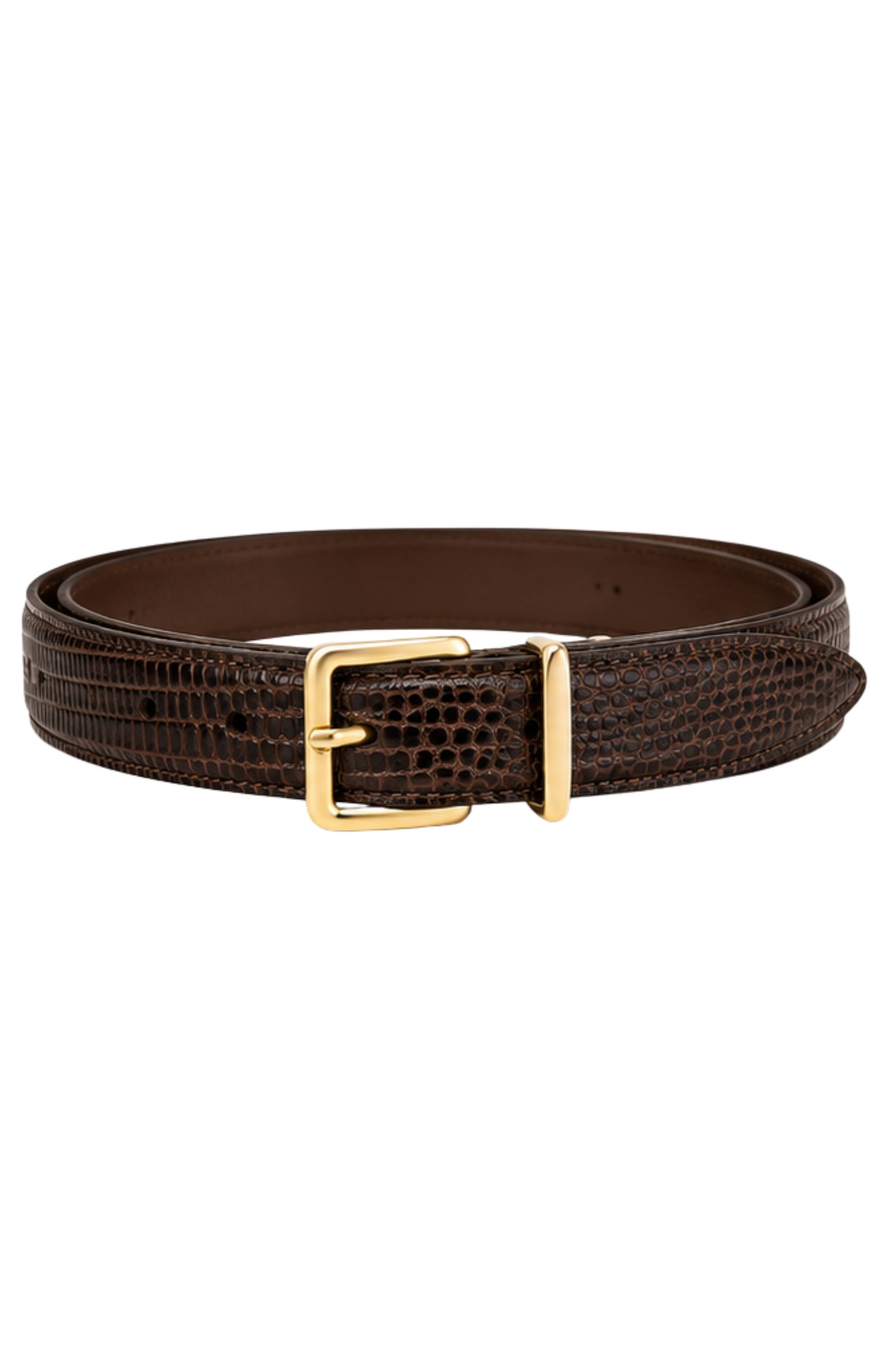 Hyra Croc Belt in Brown and gold
