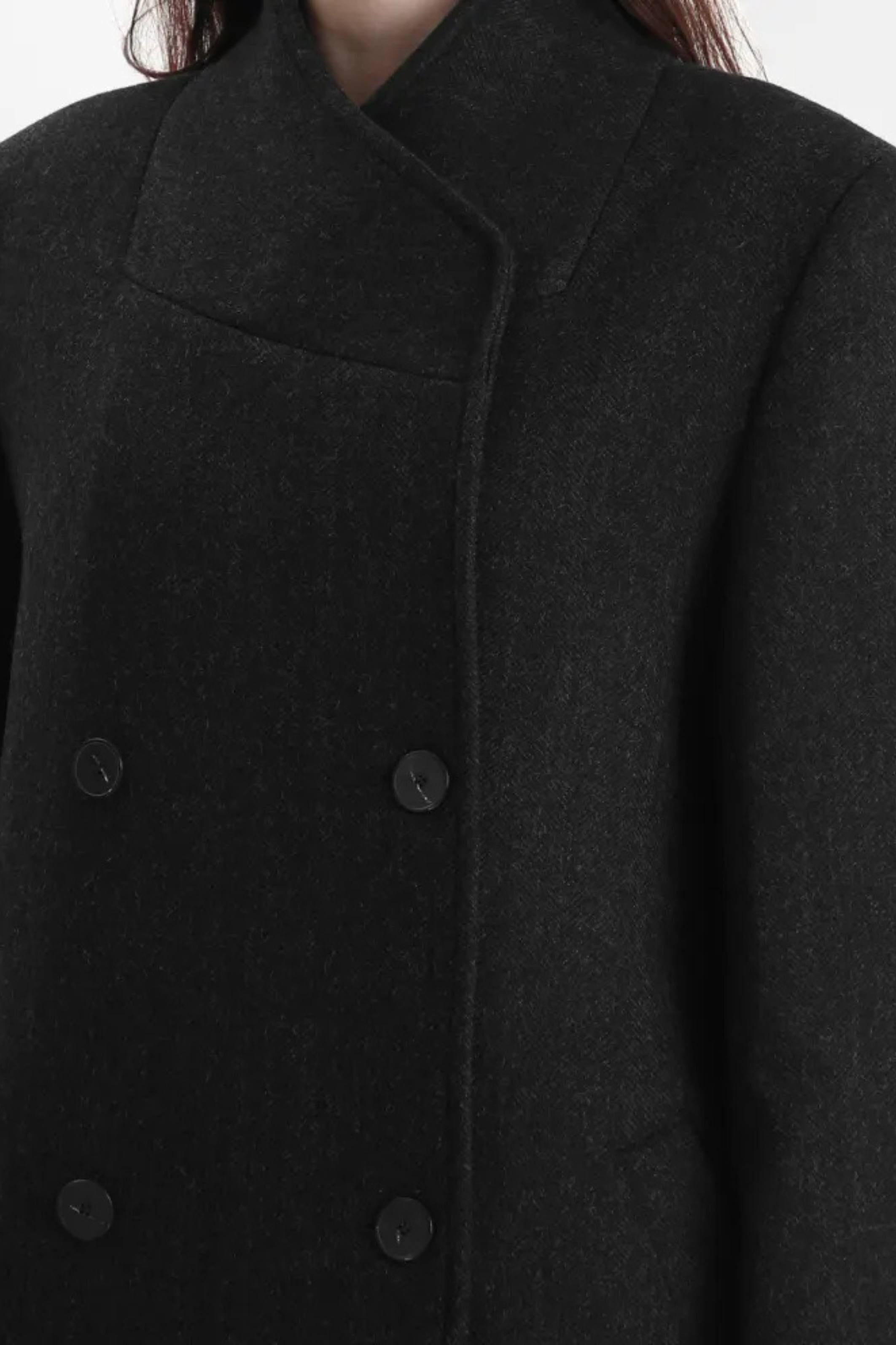 Folded collar double breasted coat