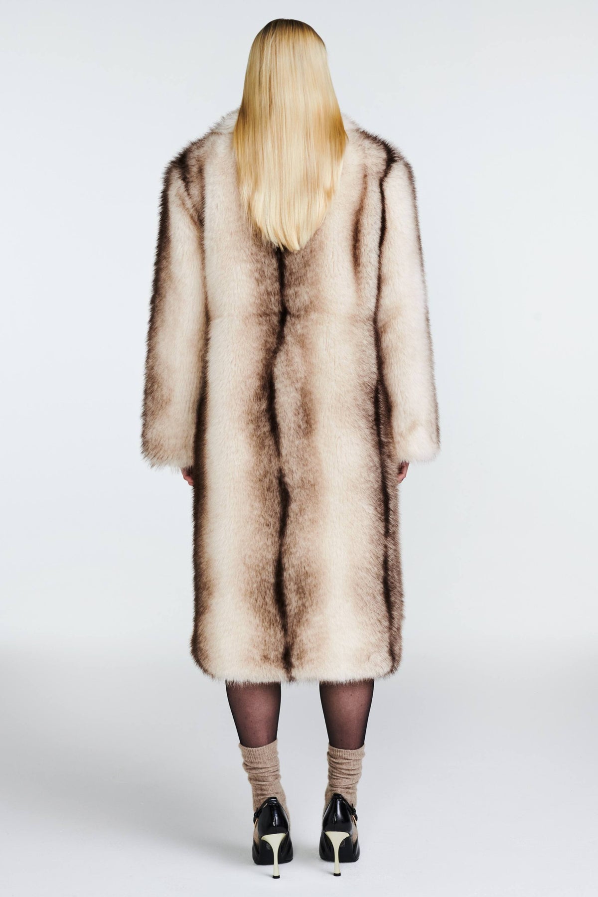 Celia fur jacket Taupe Striped