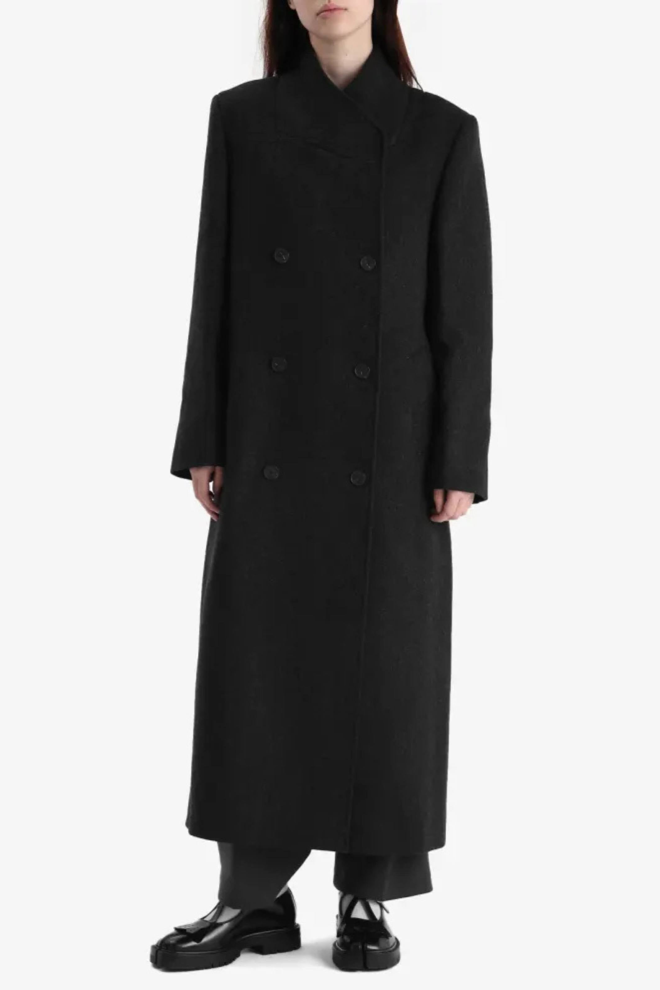 Folded collar double breasted coat