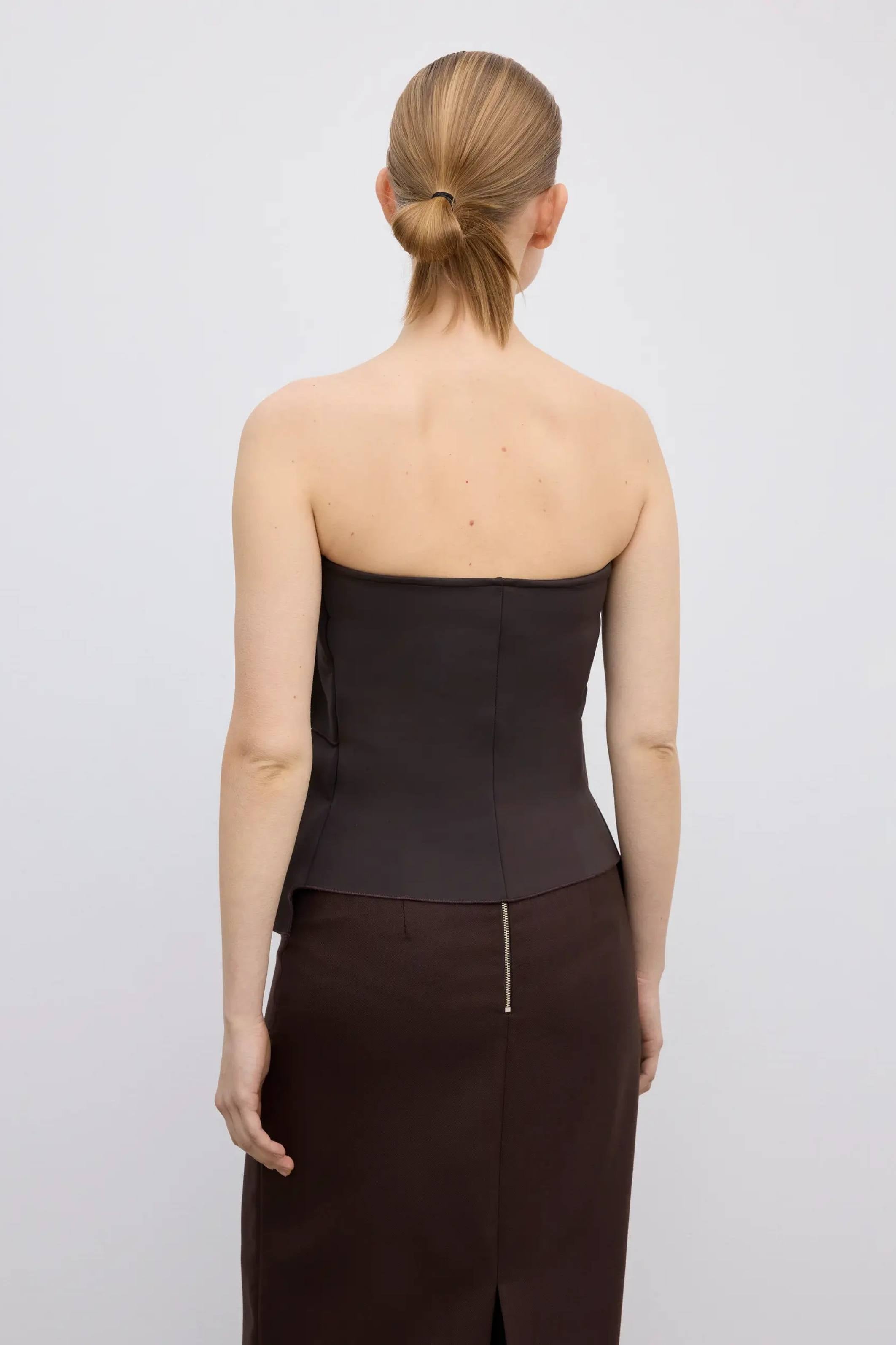 Sculpted Tube Top Brown - Bessette