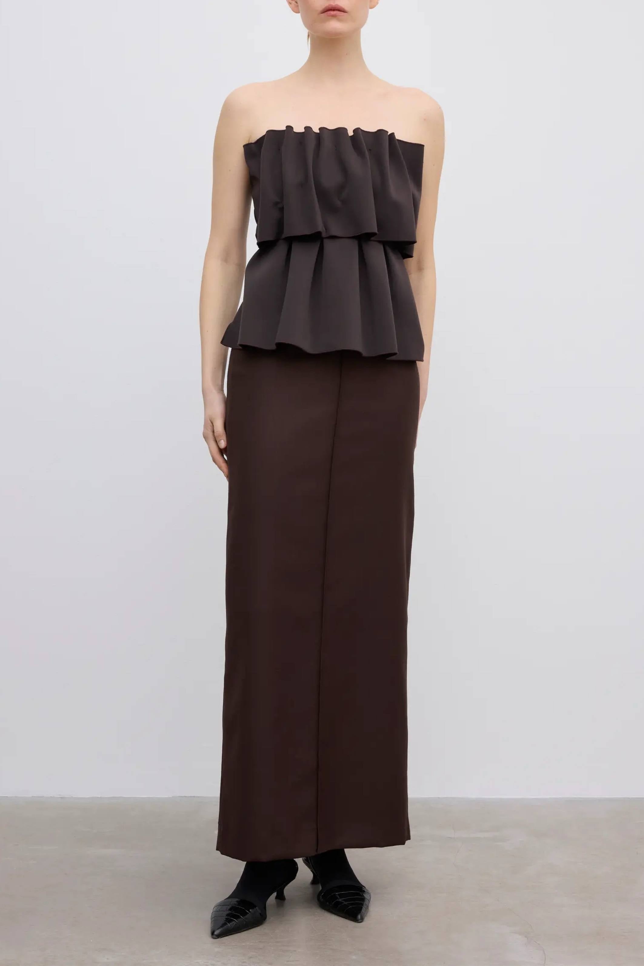 Sculpted Tube Top Brown - Bessette