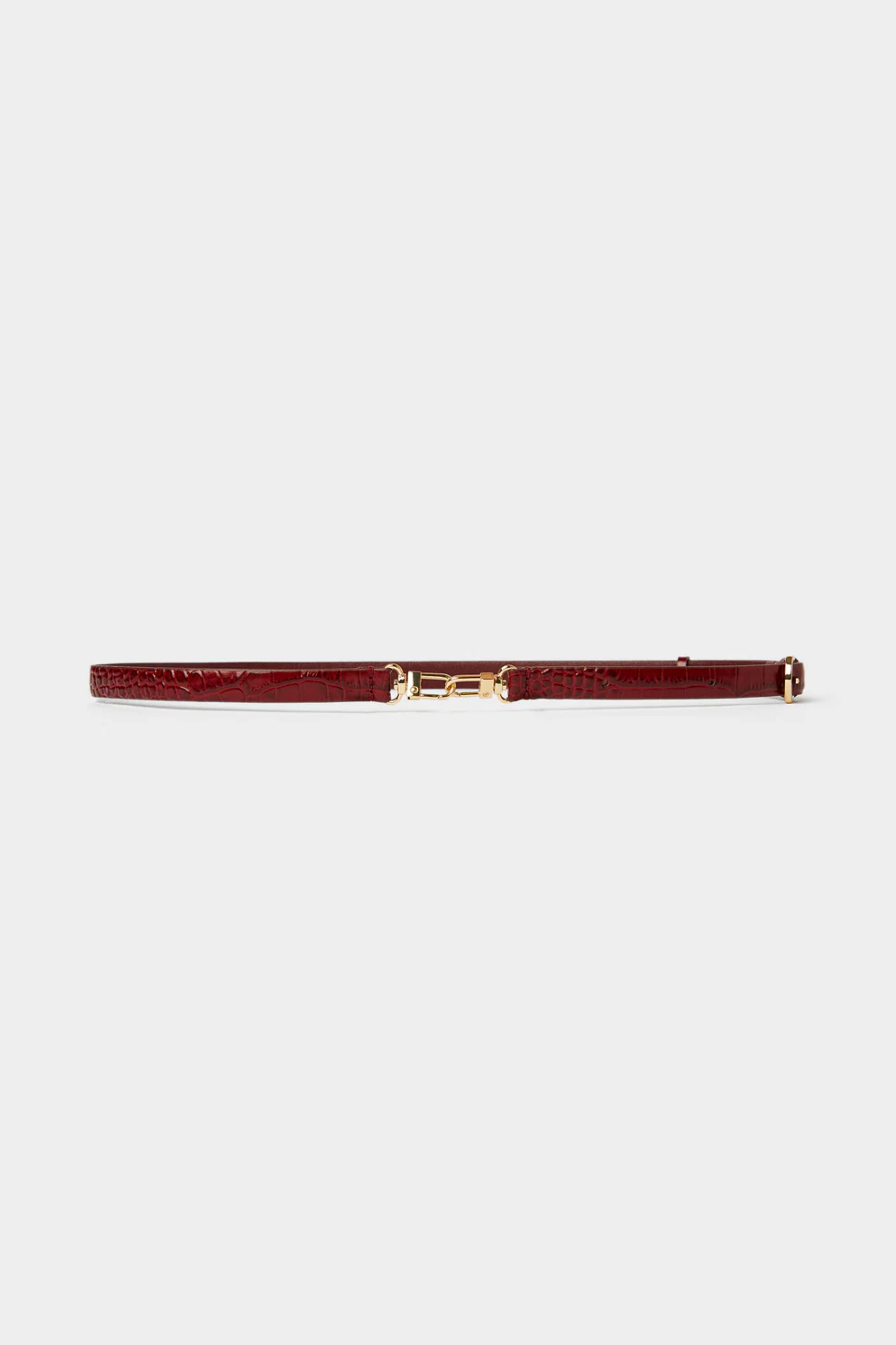 Toteme Double Clasp Leather Belt Red Croco