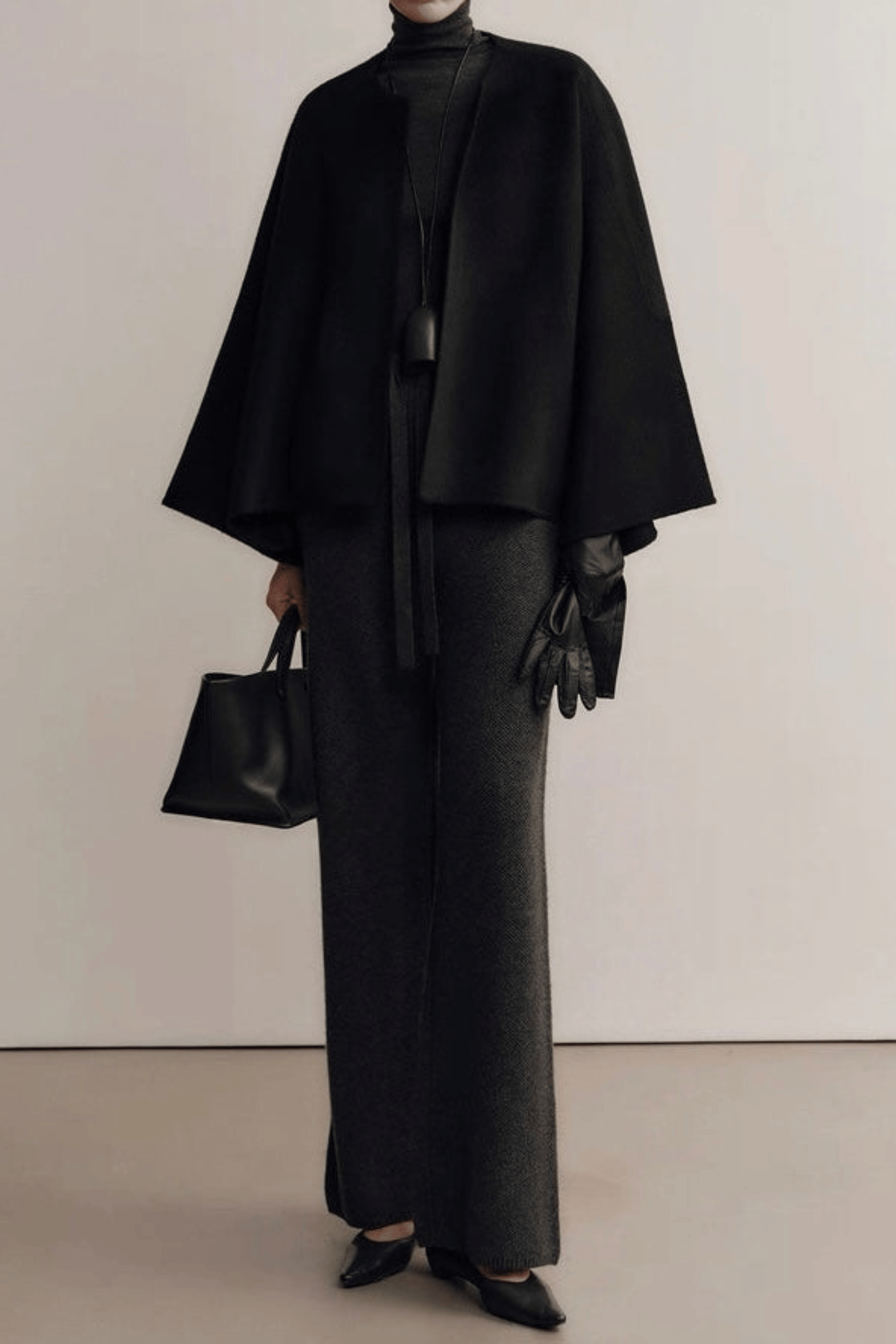 Marcela Ana Wool Cape Jacket Onyx  S/M - Bessette