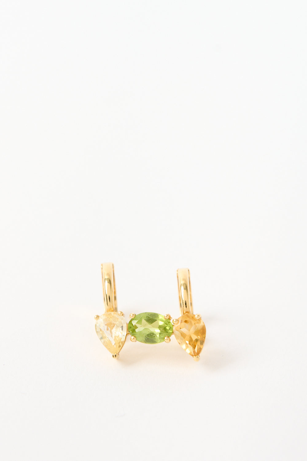 Кафф для ушей с цитрином, перидотом и сапфиром