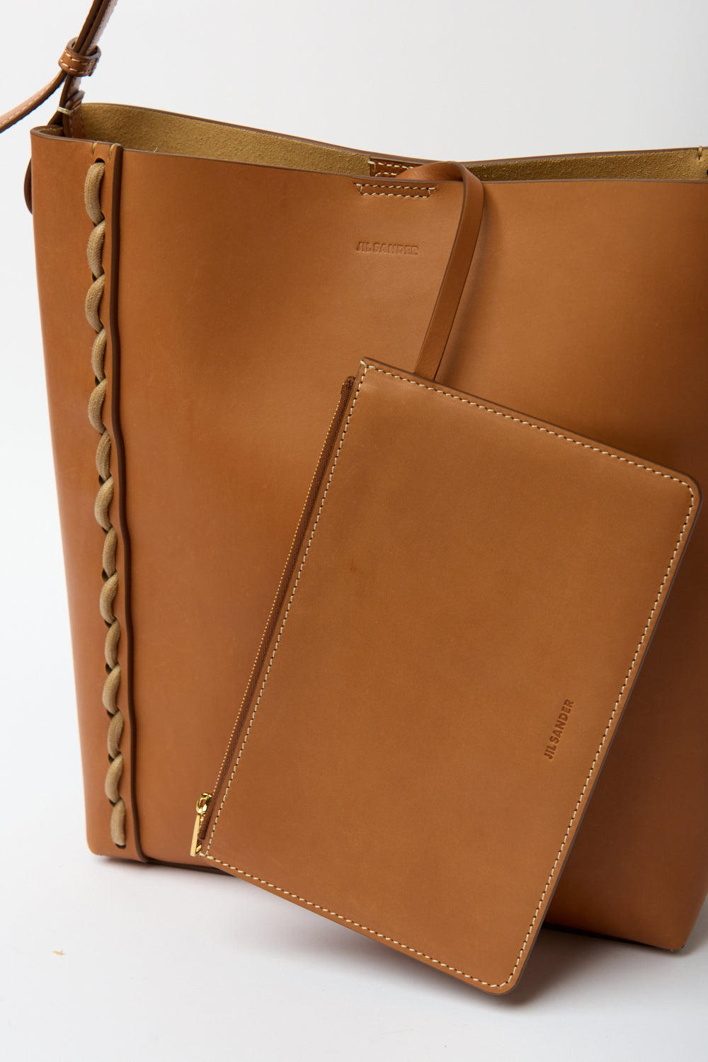 Jil Sander Tan Tote Bag i læder