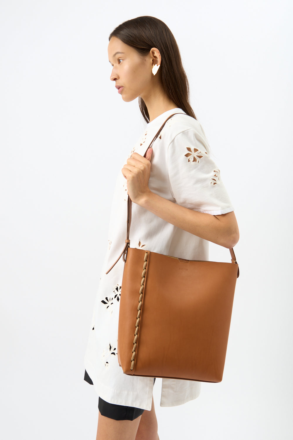 Jil Sander Tan Tote Bag i læder