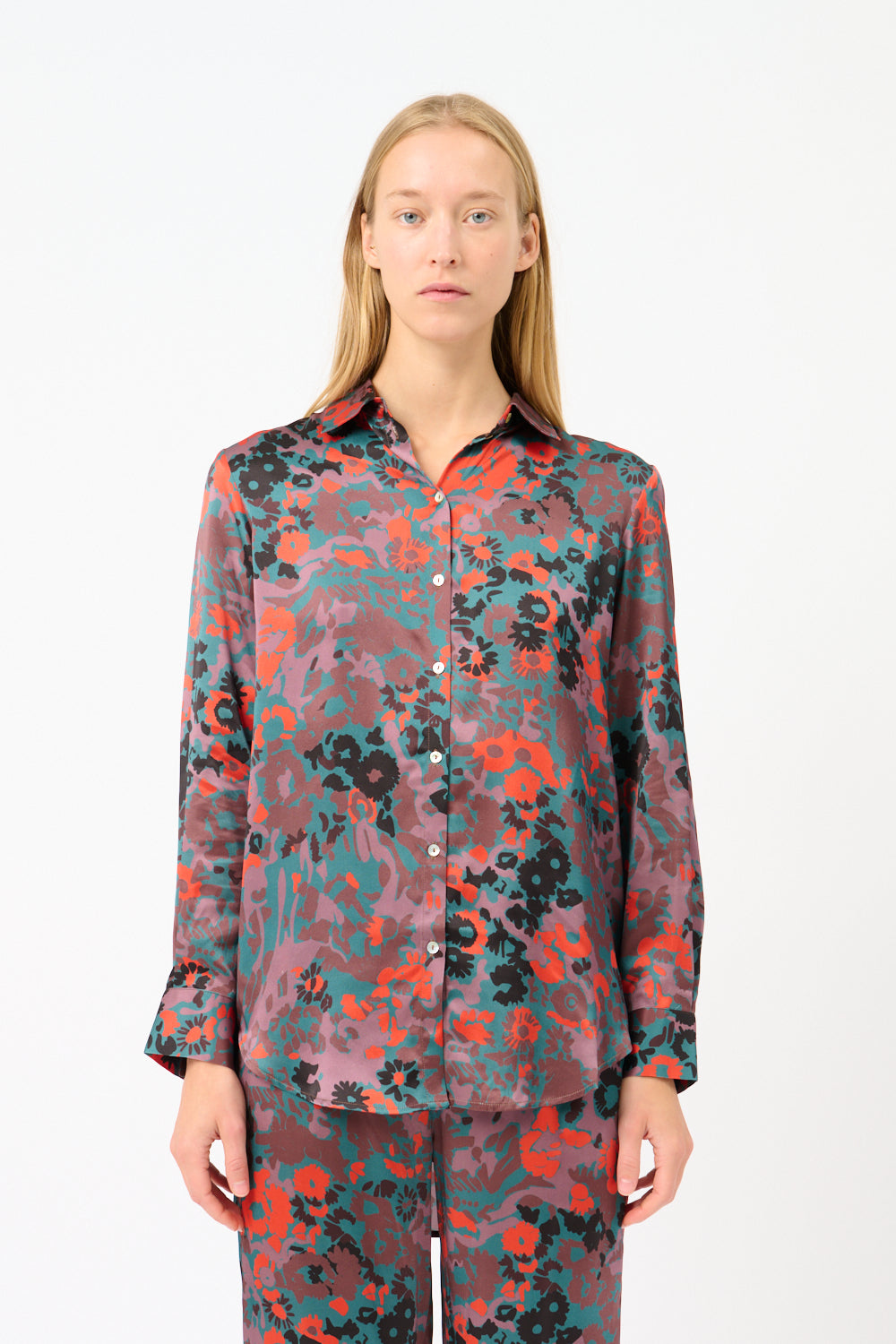London PJ Shirt in Silk Charmeuse