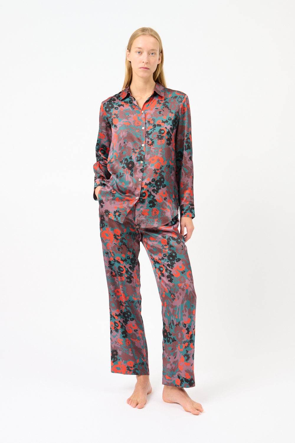 London PJ Shirt in Silk Charmeuse