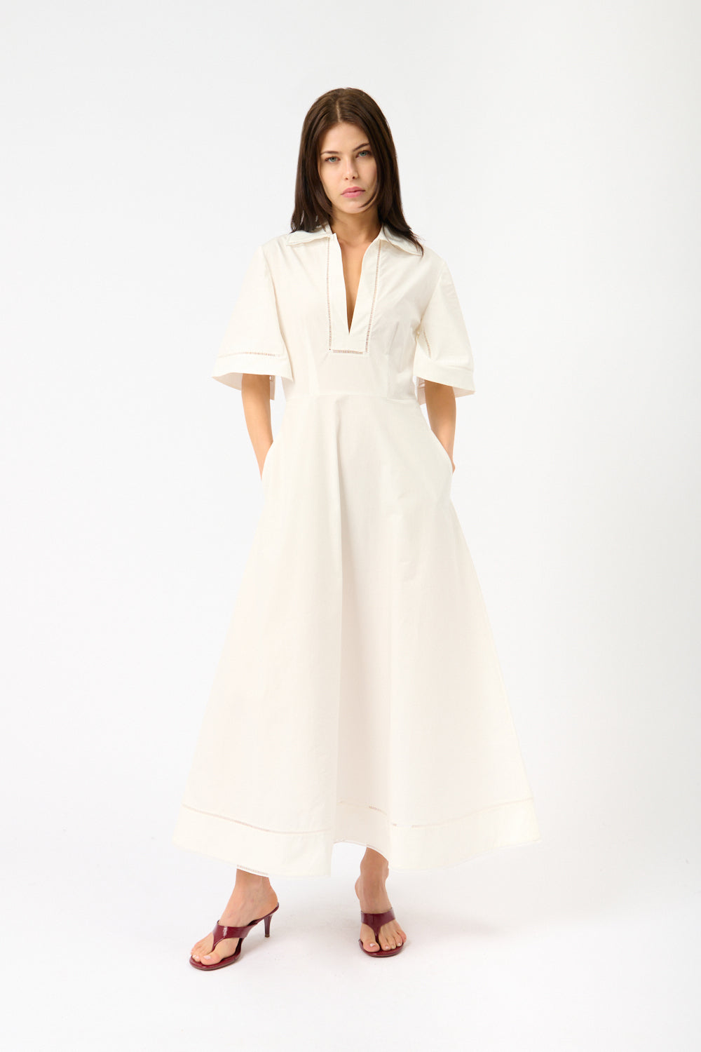 Róhe Ladder Embroidered Poplin Dress - Bessette