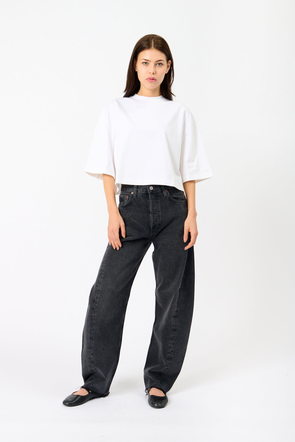 Róhe White Wide Cropped T-Shirt - Bessette