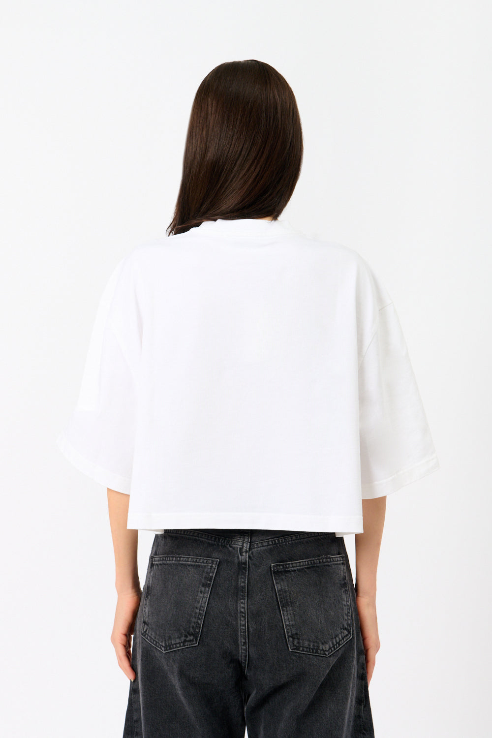 Róhe White Wide Cropped T-Shirt - Bessette