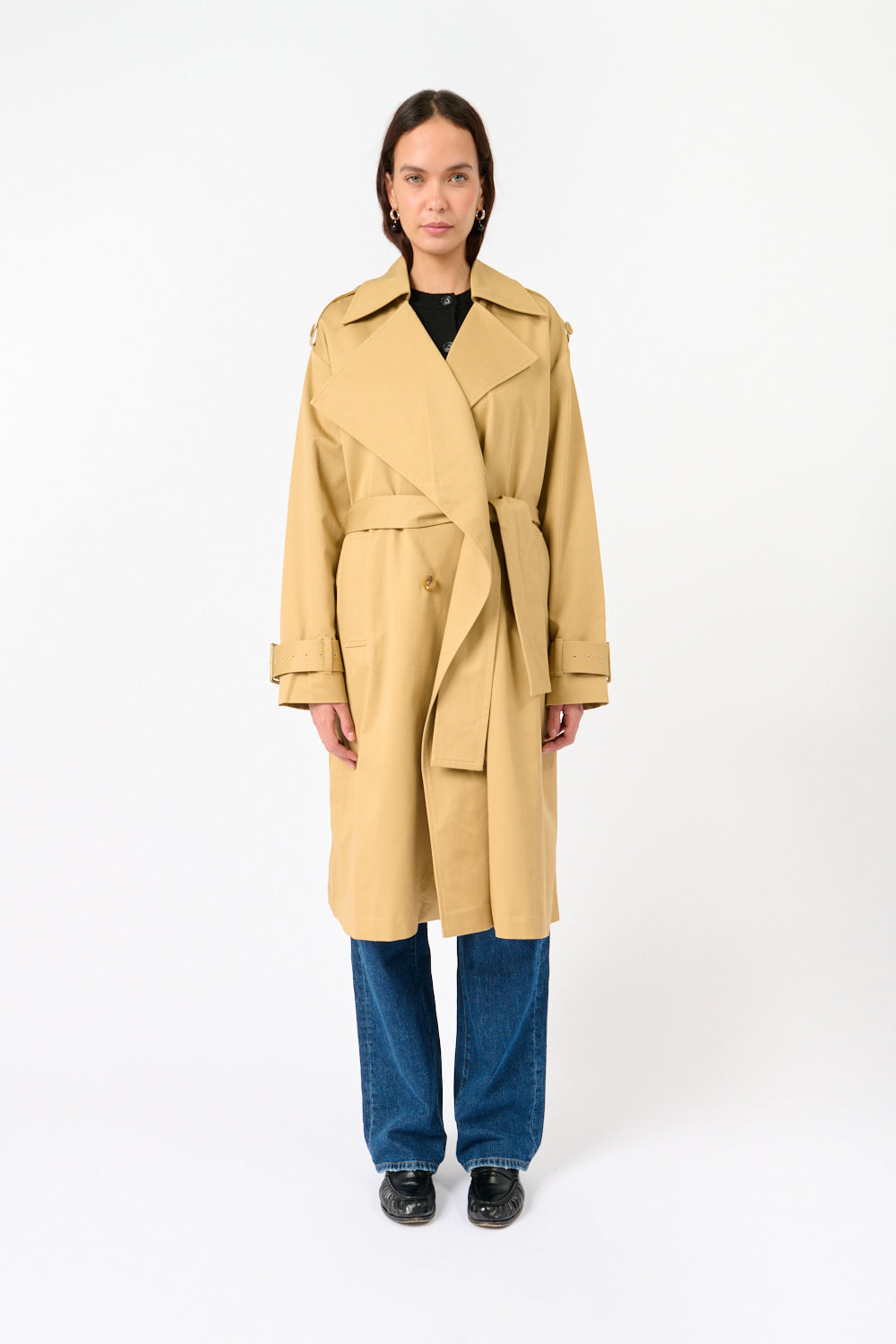 Oversized Beige Cape Trench