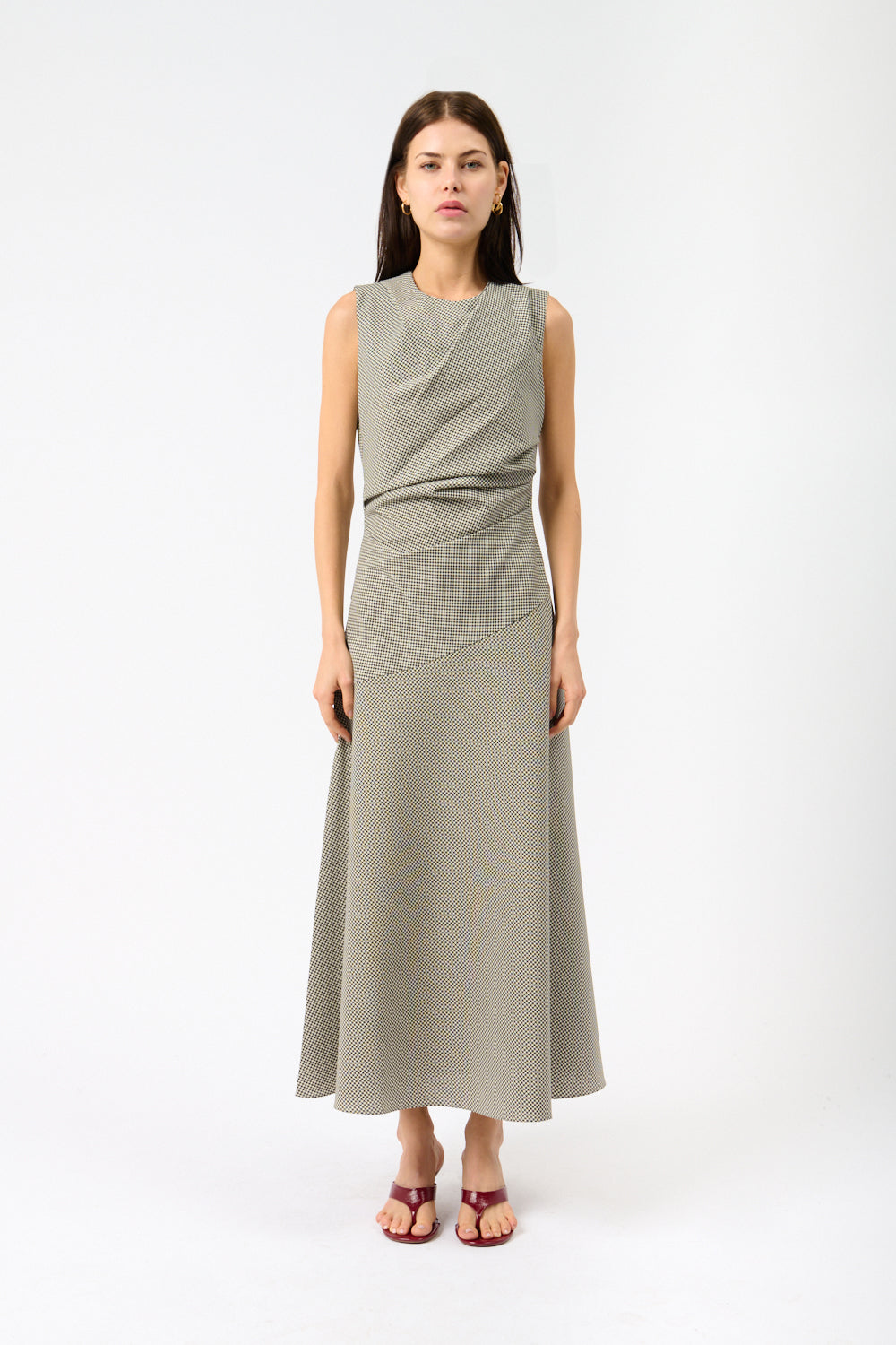 Róhe Sleeveless Twisted Mini-Check Dress - Bessette