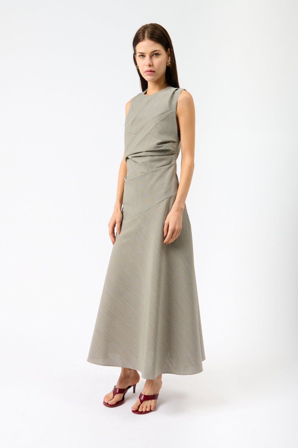 Róhe Sleeveless Twisted Mini-Check Dress - Bessette