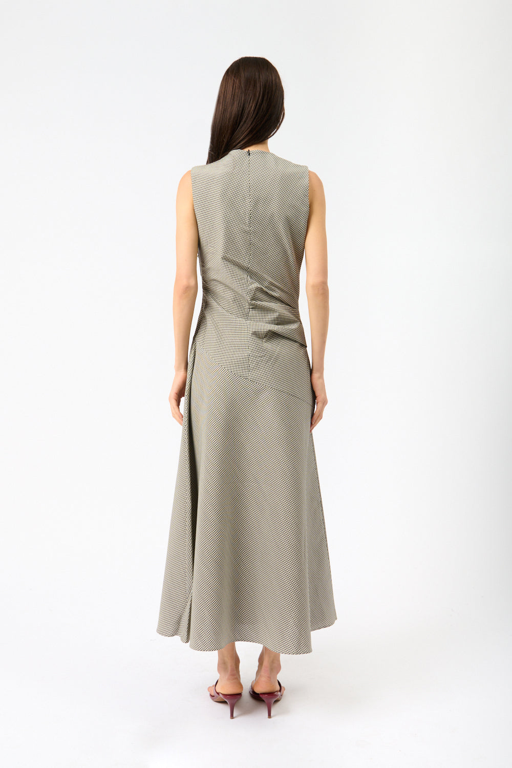 Róhe Sleeveless Twisted Mini-Check Dress - Bessette