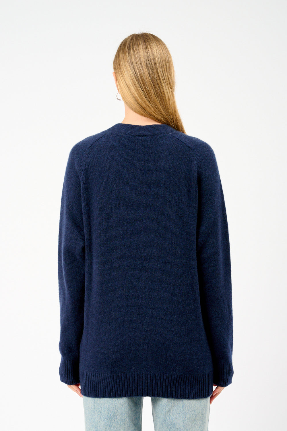深藍色厚開襟羊毛衫