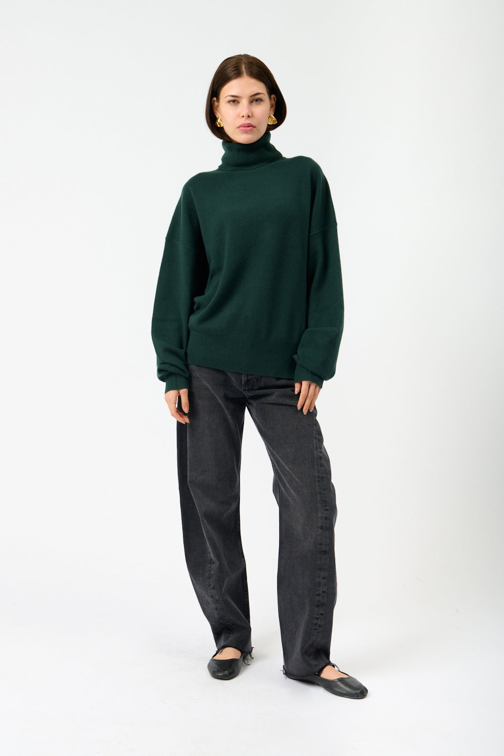 Extreme Cashmere Green Jill Turtleneck Cashmere Sweater