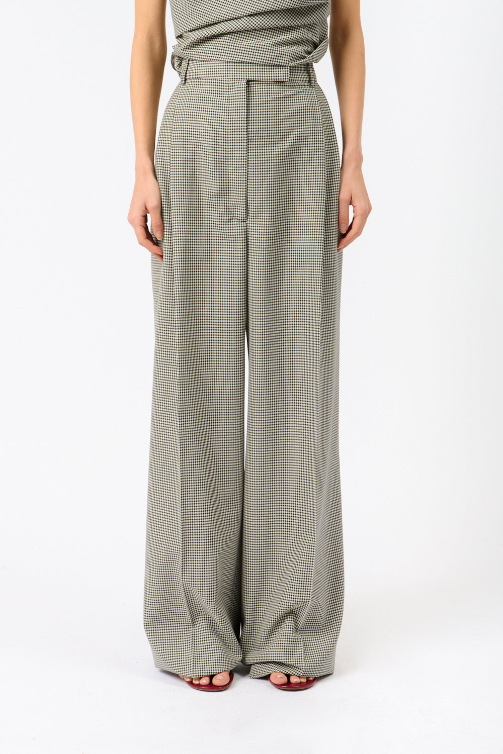 Róhe High-Waist Mini Check Trousers - Bessette
