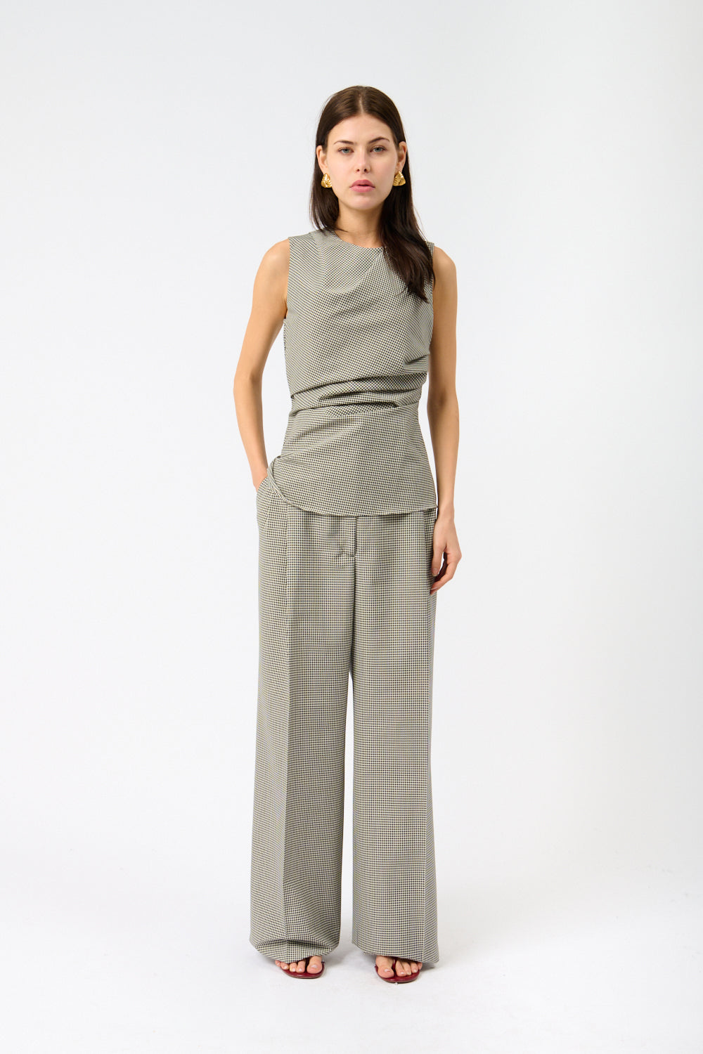 Róhe High-Waist Mini Check Trousers - Bessette