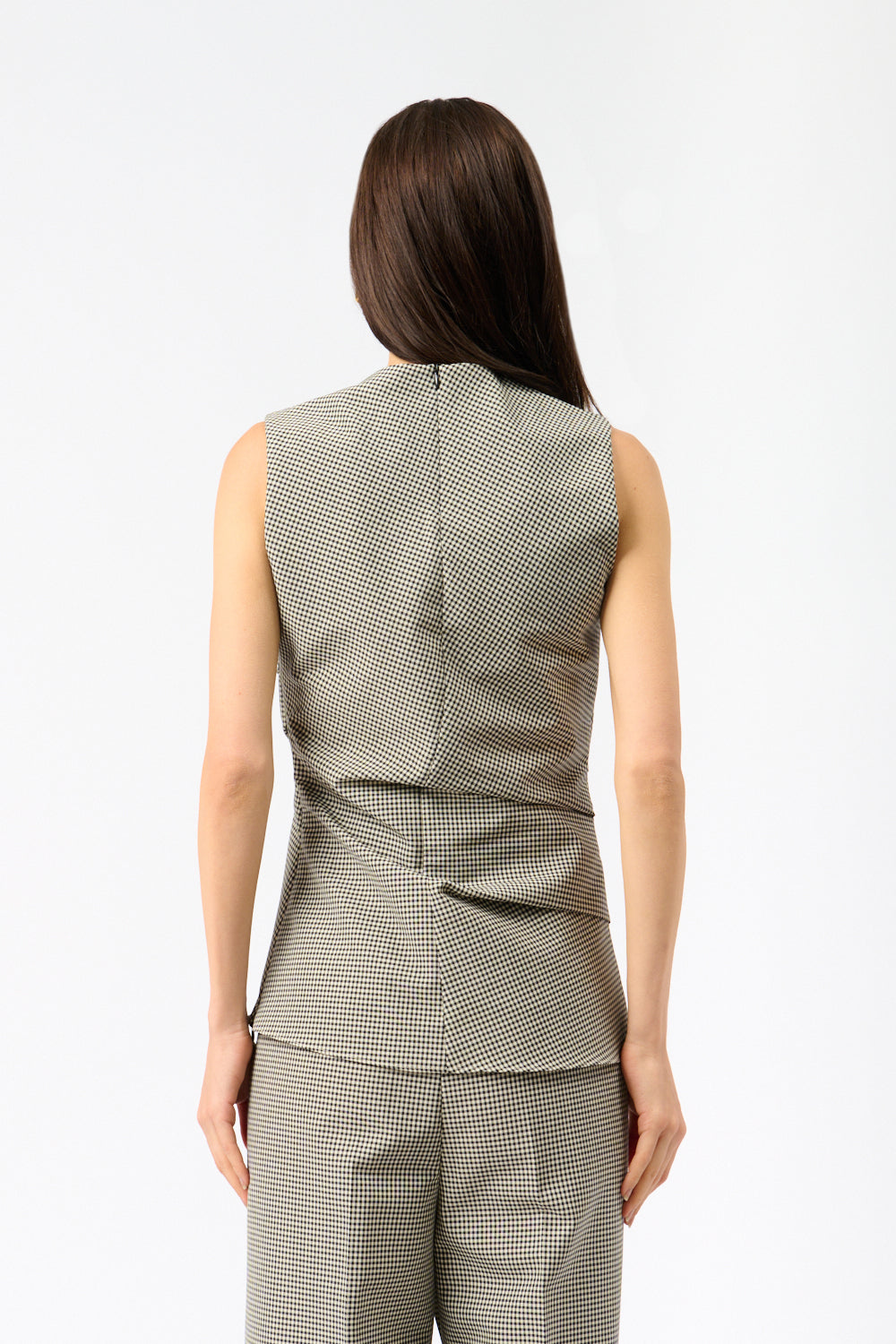 Róhe Sleeveless Twisted Mini-Check Top - Bessette