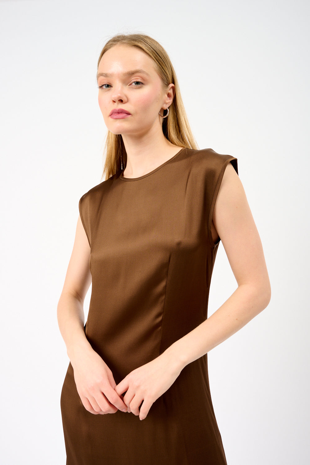 Rose Silk Satin Maxi Dress