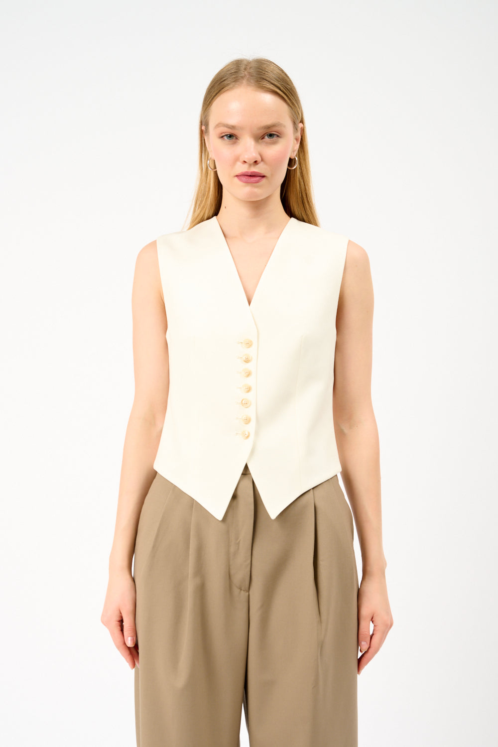 Róhe Shaped Waistcoat Cream