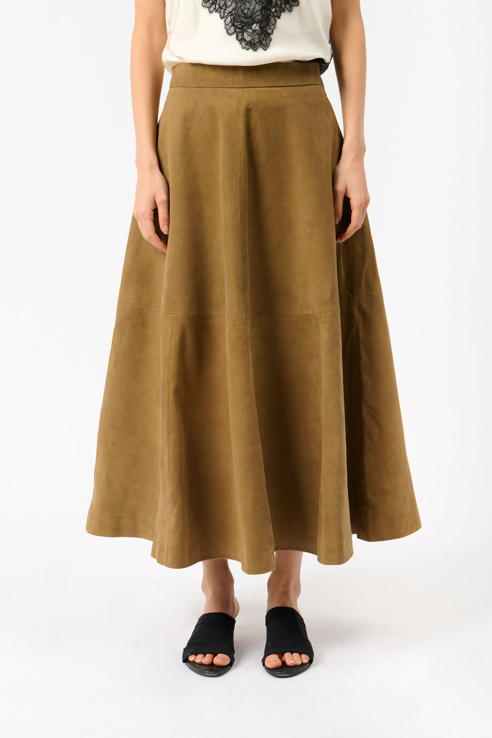 Róhe A-Line Suede Skirt - Bessette