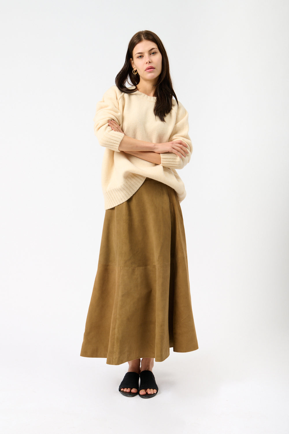 Róhe A-Line Suede Skirt - Bessette